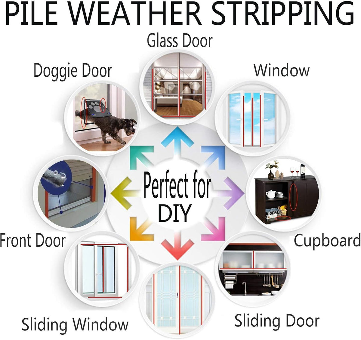 Self-Adhesive Pile Weather Stripping Seal for Sliding Windows and Door Frames, 16.5ft x 11/32 inch