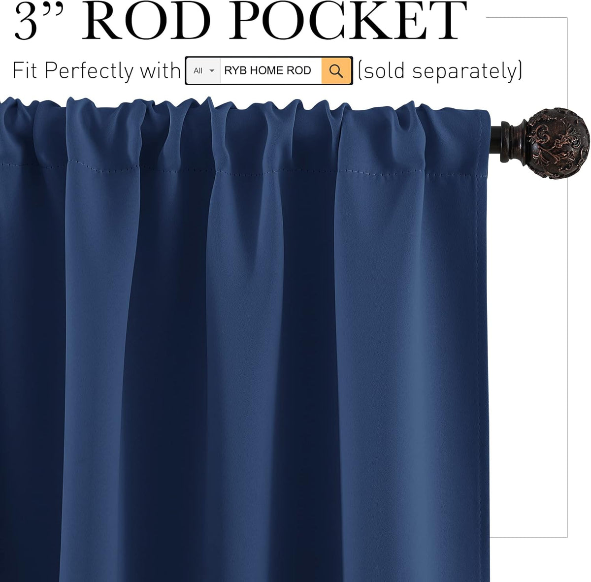 RYB HOME Half Window Curtains - Room Darkending Privacy Curtains Short Drapes for barhroom Kids