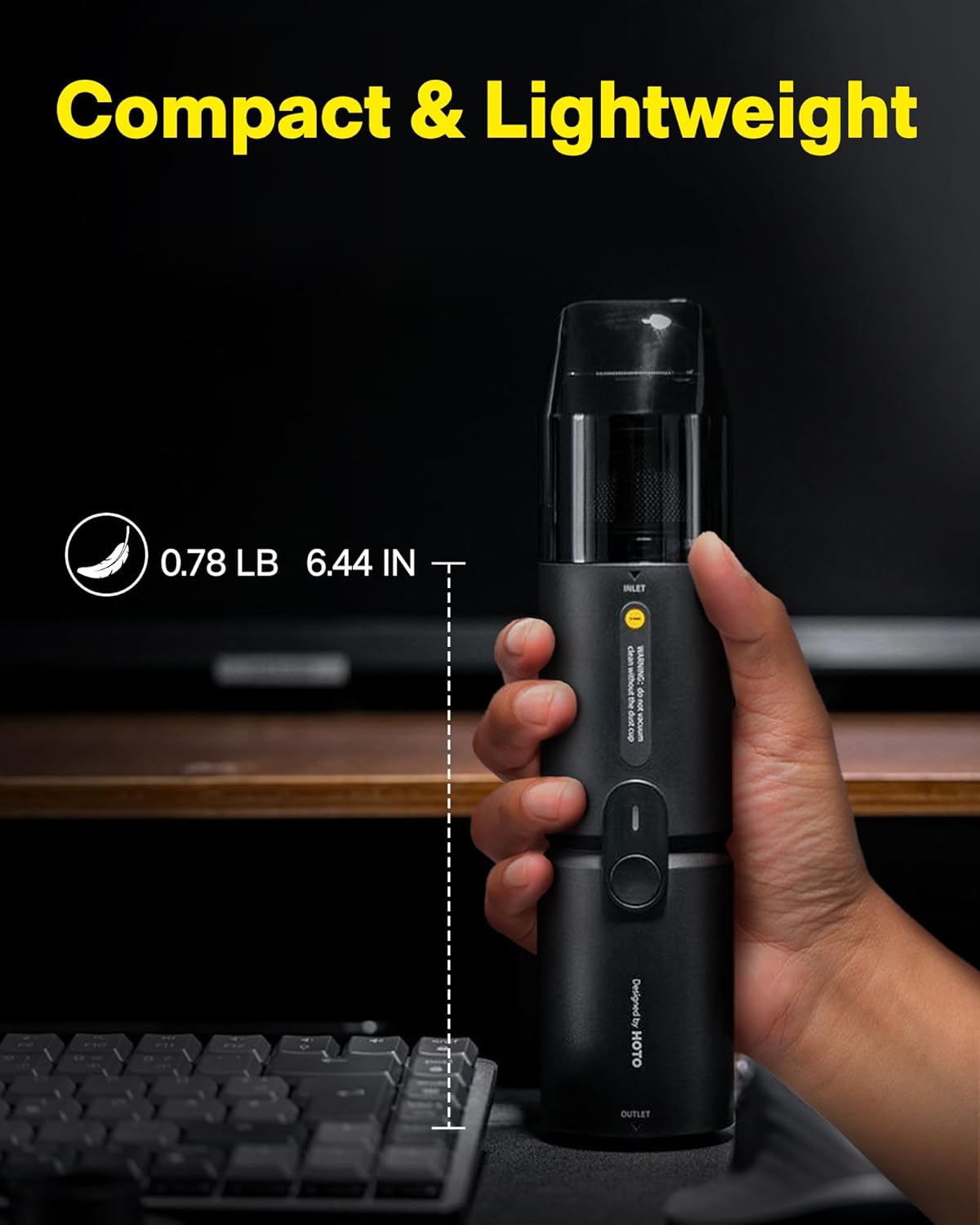 HOTO Handheld Vacuum Cleaner Cordless, Desk Vacuum Cleaner Compressed Electric Air Duster 15000Pa