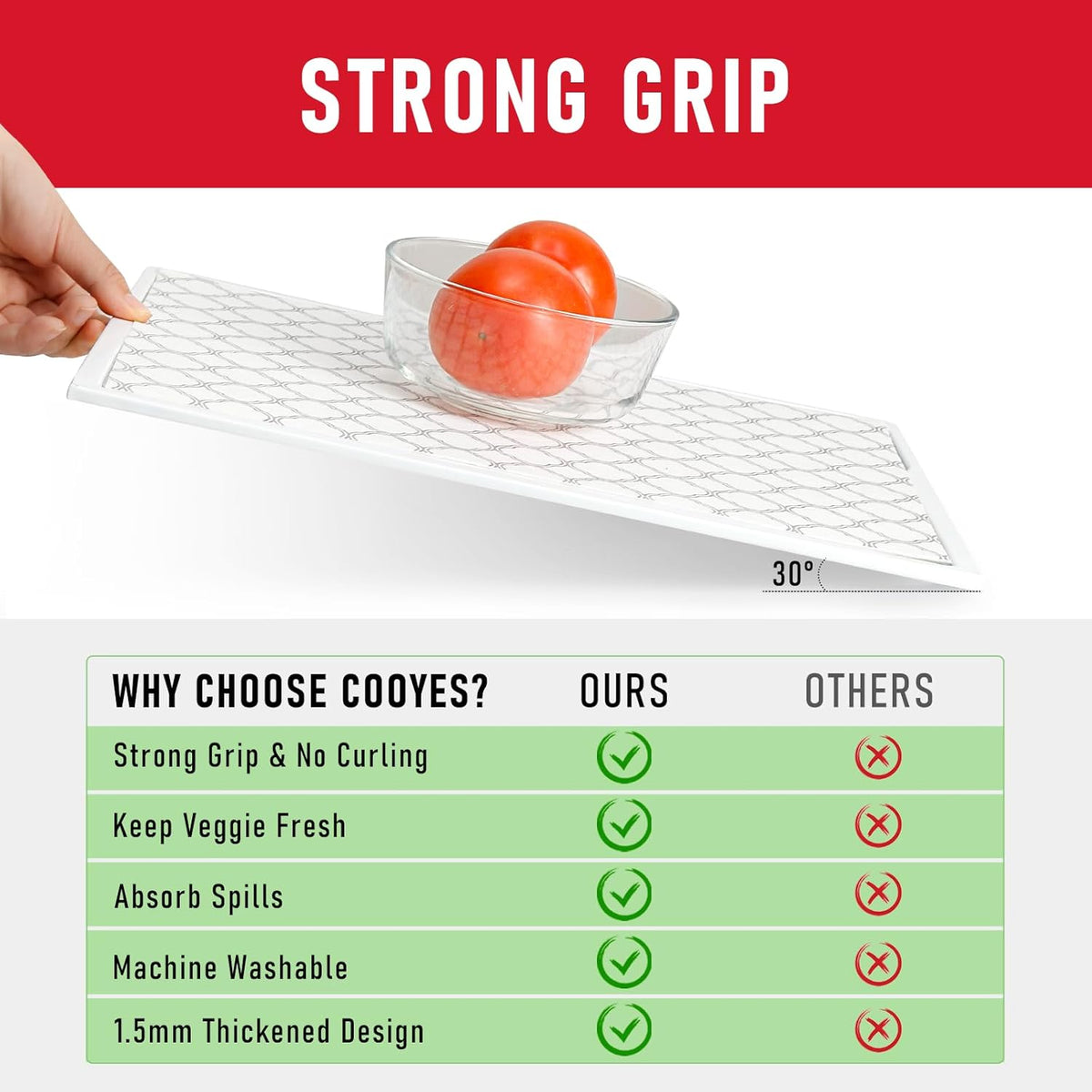 Cooyes Non Slip Refrigerator Liners, 2-in-1 Fridge Mats and Fresh-Keeping Shelf Liners, Absorbs