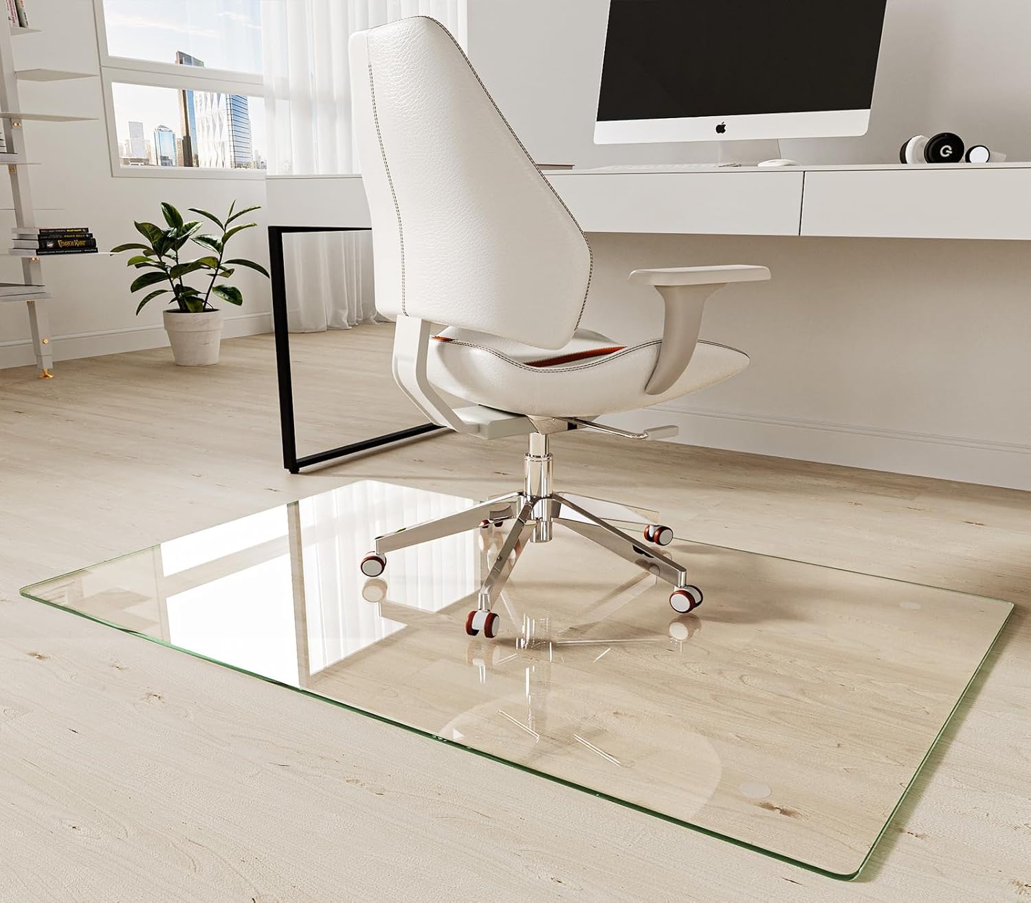 Koonmi Tempered Glass Chair Mat 30"x48" - Premium Office Chair Mat for Hardwood Floors & Low-Pile