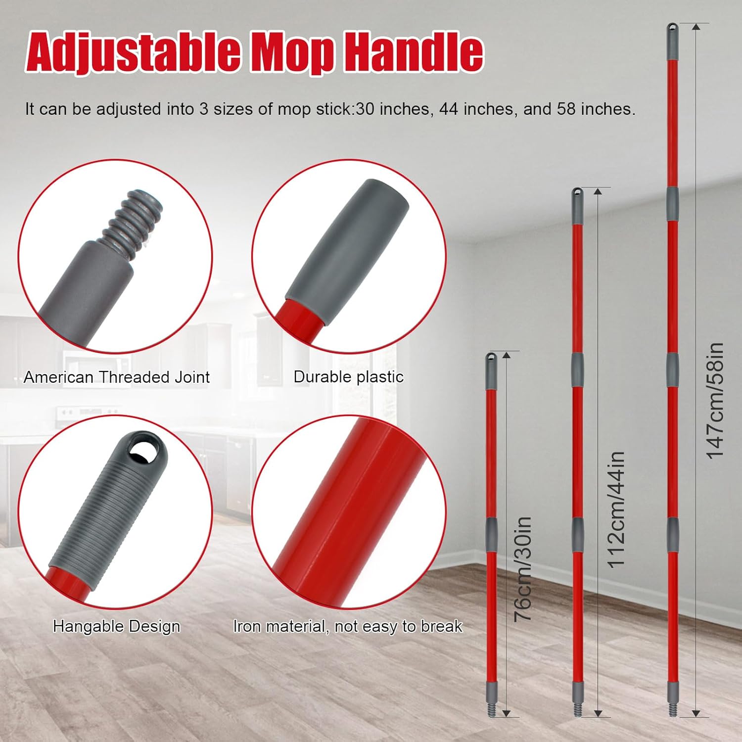 Mop Handle for Ocedar, Scrub Brush and Spin Mop Base Compatible with O Cedar EasyWring 1 Tank Spin