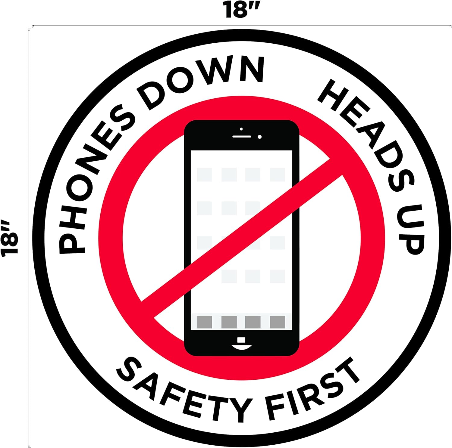 "Phones Down Heads Up" Safety Sign - Laminated Adhesive Floor Signs by Graphical Warehouse (18)