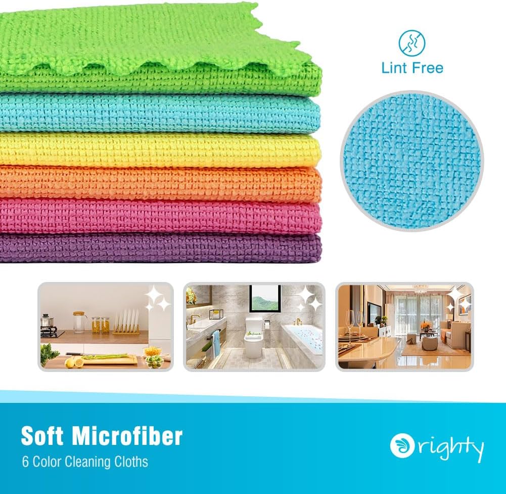 Orighty Microfiber Cleaning Cloth 24 Pack, Highly Absorbent Cleaning Supplies, Lint Free Cloths for