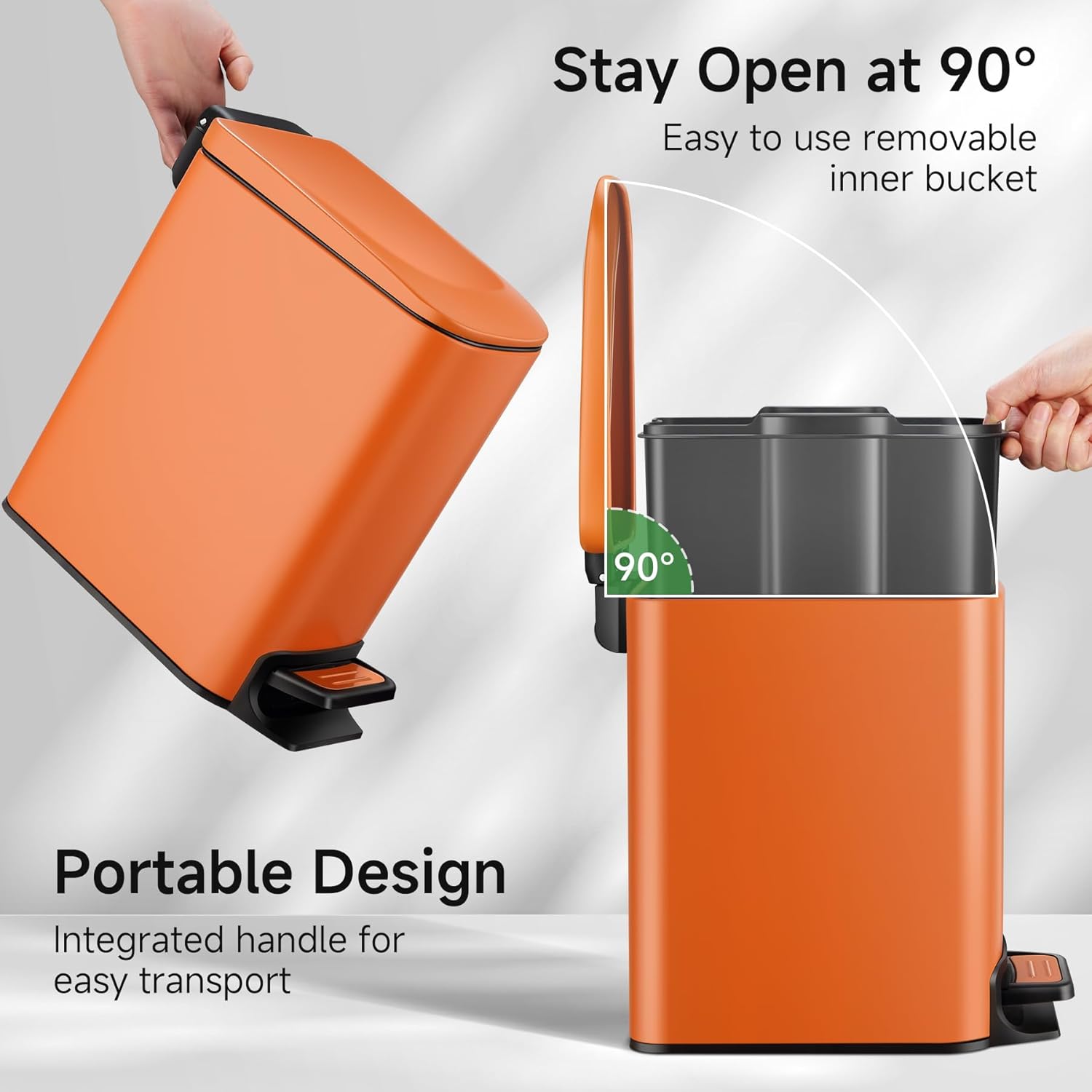 TIPGO Small Bathroom Trash Can with Lid Soft Close, 6 Liter / 1.6 Gallon Stainless Steel Garbage