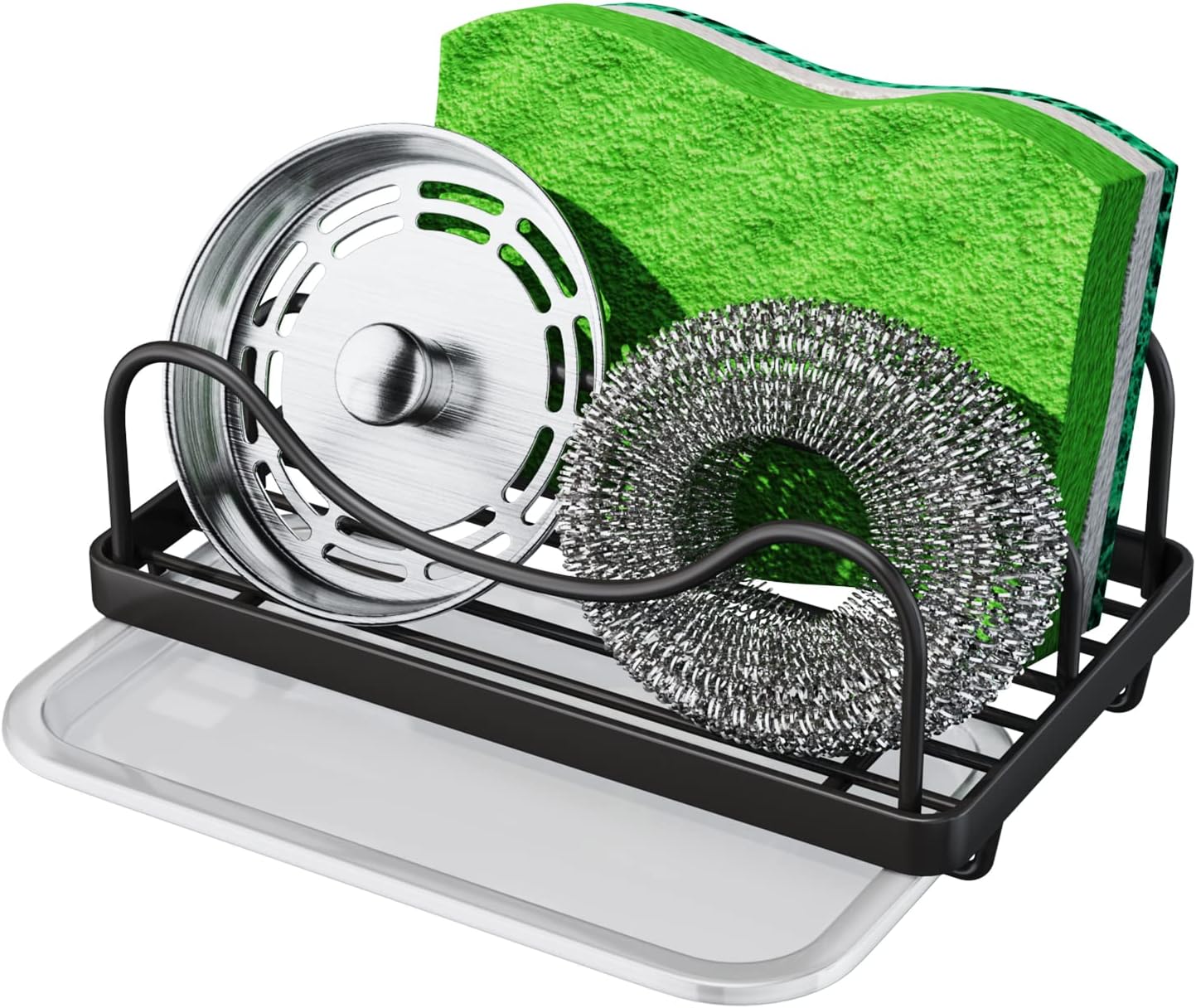 Consumest Sponge Holder for Kitchen Sink - Movable Sink Caddy for Countertop Organizer, 304