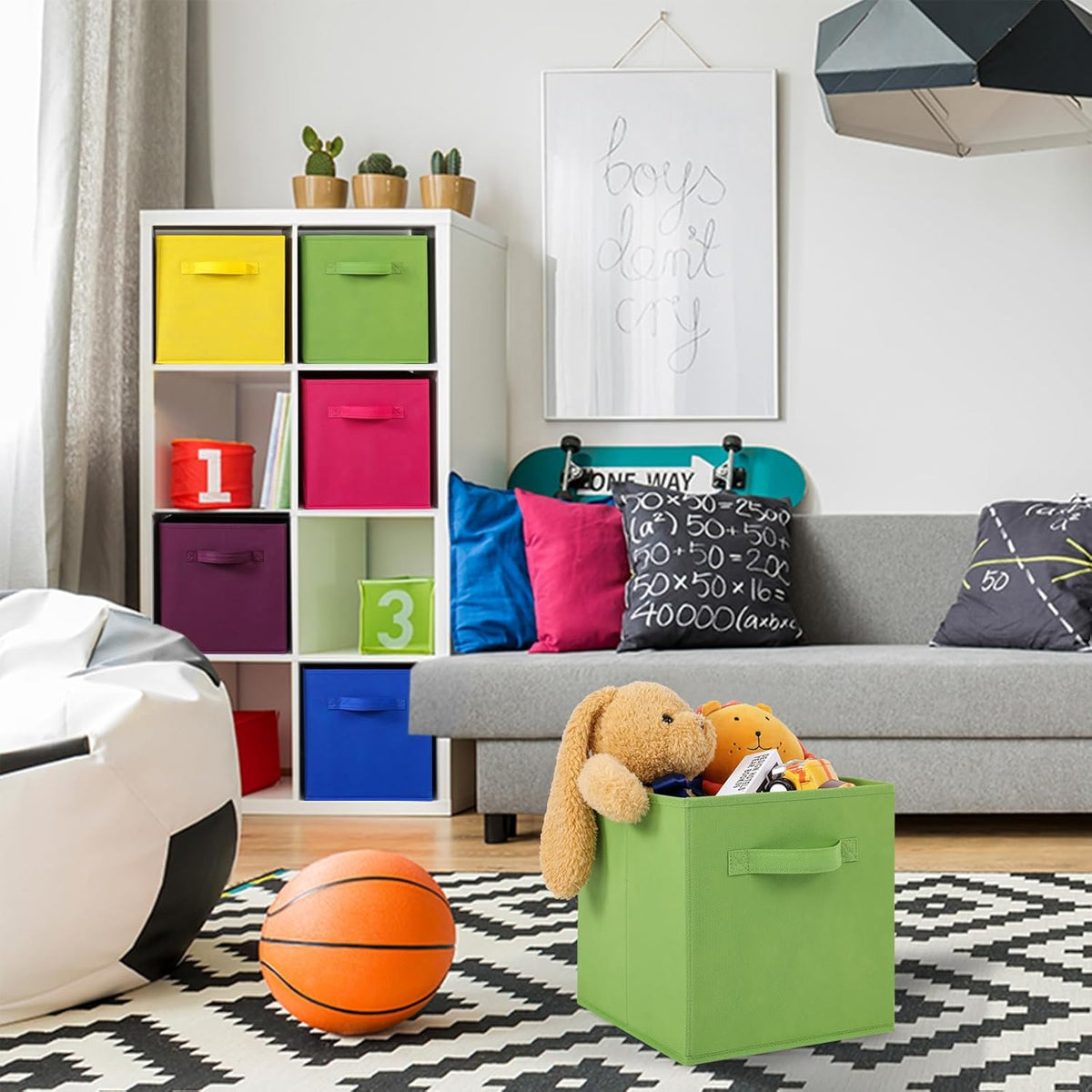 Stero Fabric Storage Bins 6 Pack Fun Colored Durable Storage Cubes with Handles Foldable Cube