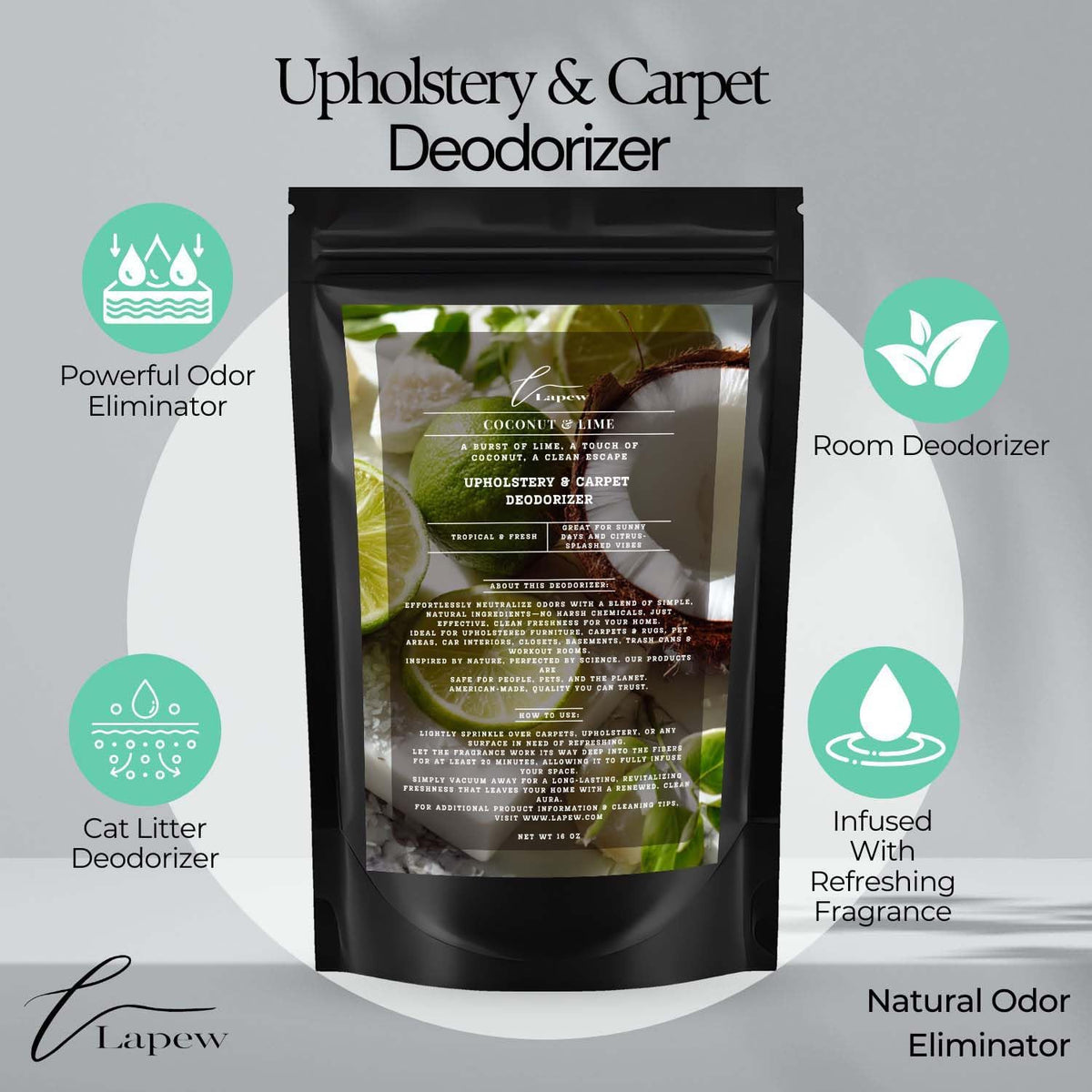 Coconut & Lime Carpet Freshener Powder: Powerful Odor Eliminator for Home, Upholstery Deodorizer