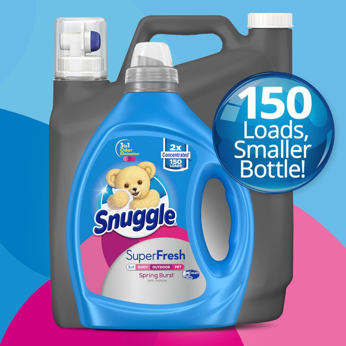 Snuggle Liquid Fabric Softener, SuperFresh Spring Burst, Eliminates Tough Odors, 2X Concentrated