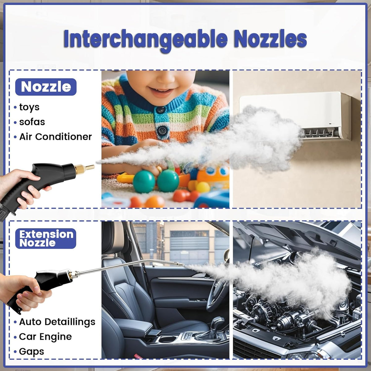 2500W Handheld Steam Cleaner,Portable Car Steamer For Auto Detailing,High-Temperature and Pressure