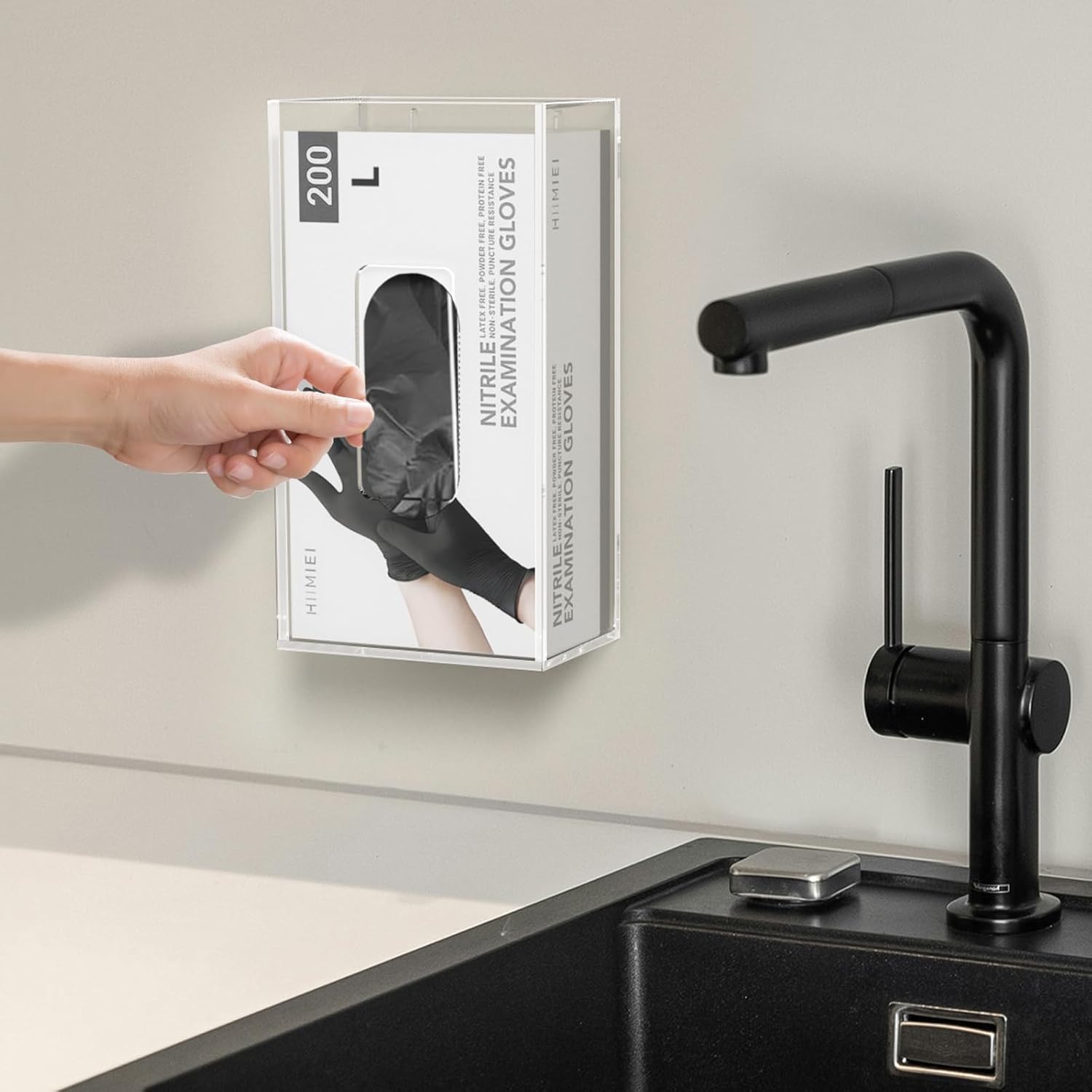 HIIMIEI Glove Holder for Wall Mount: Magnetic Gloves Box Holder, Acrylic Disposable Rubber Latex