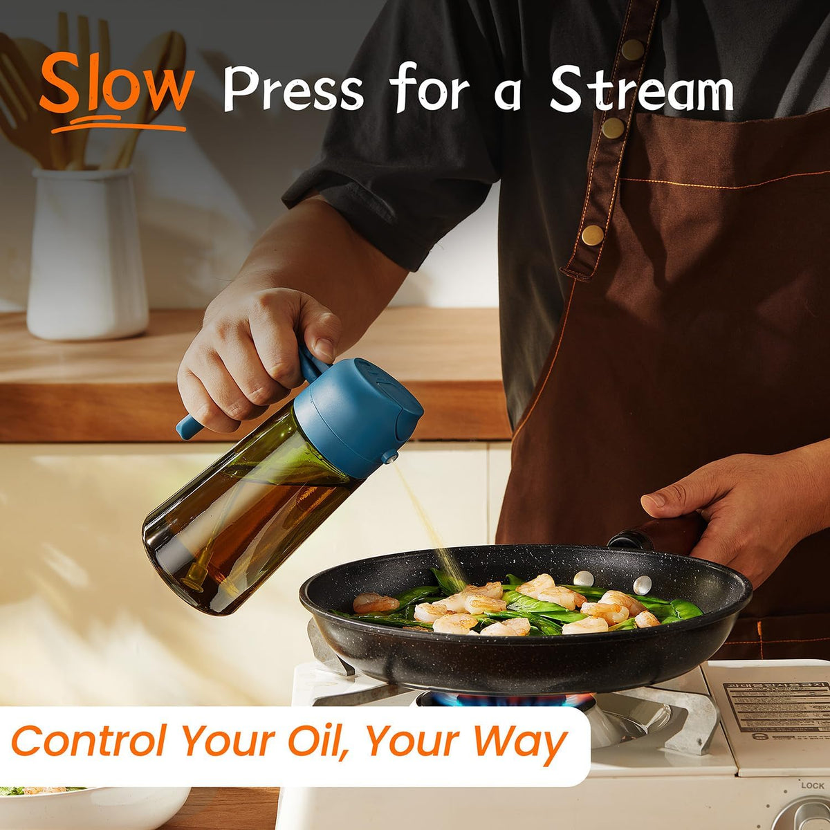 TrendPlain - Original 16oz/470ml Olive Oil Dispenser Bottle for Kitchen Gadgets and Air Fryer