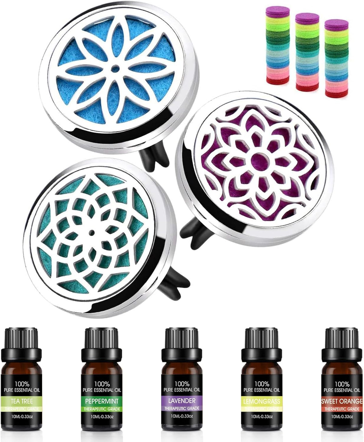 ttstar Car Diffuser Vent Clip - 30mm Aromatherapy Essential Oil, 3 Car Air Fresheners Vent Clips