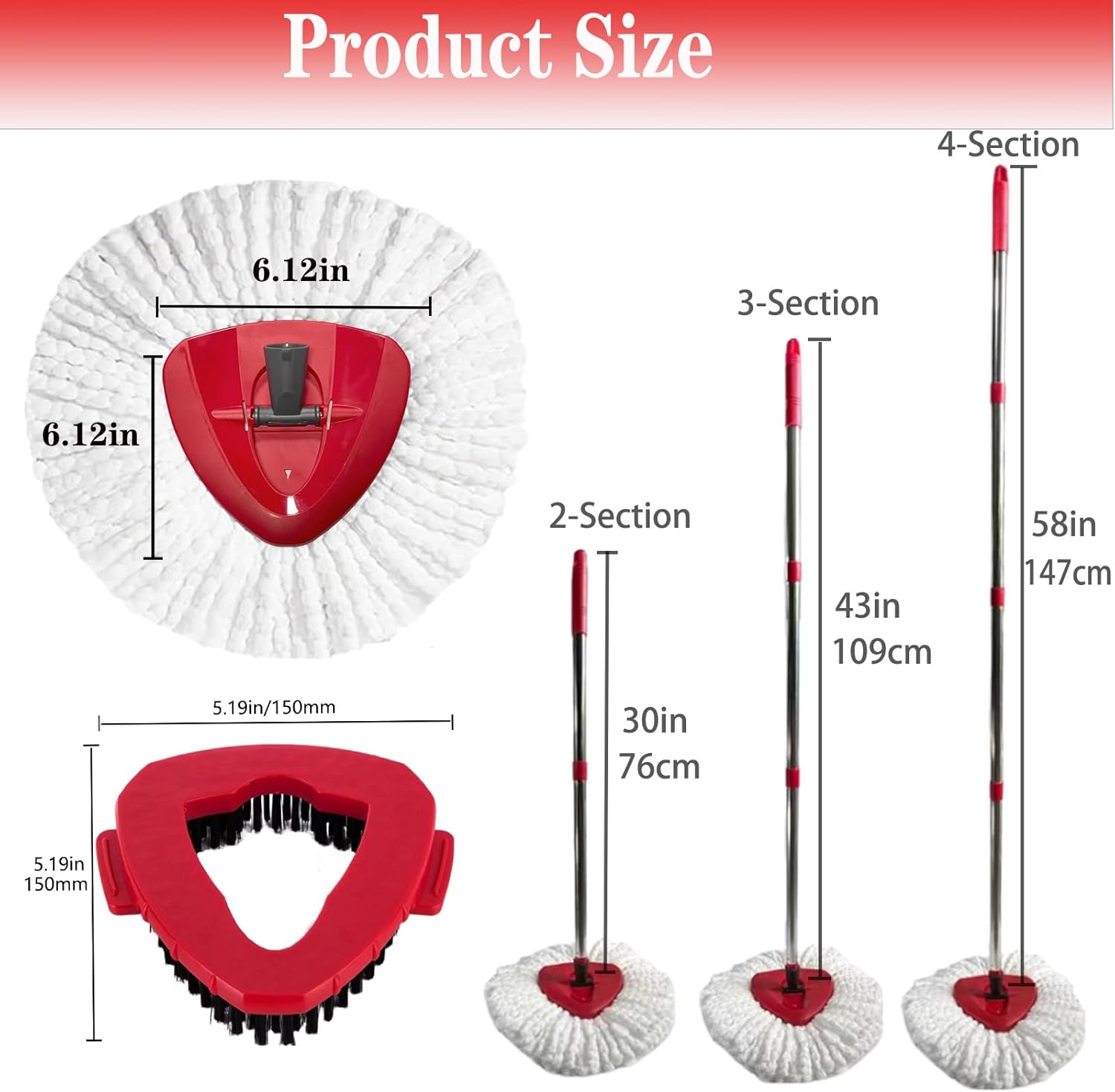 Spin Mop Replacement Head Mop Replace Head Compatible with O Cedar EasyWring Spin Mop - 4 O-Ceda