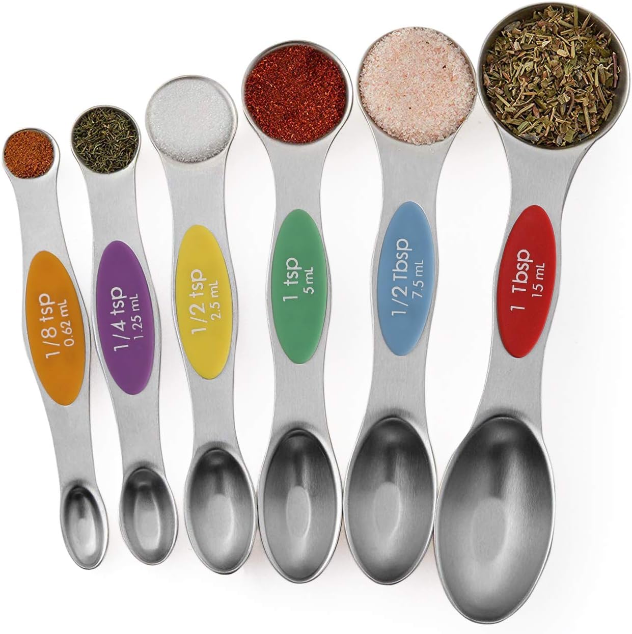 Magnetic Measuring Spoons Set Stainless Steel Stackable Dual Sided Teaspoons and Tablespoons for