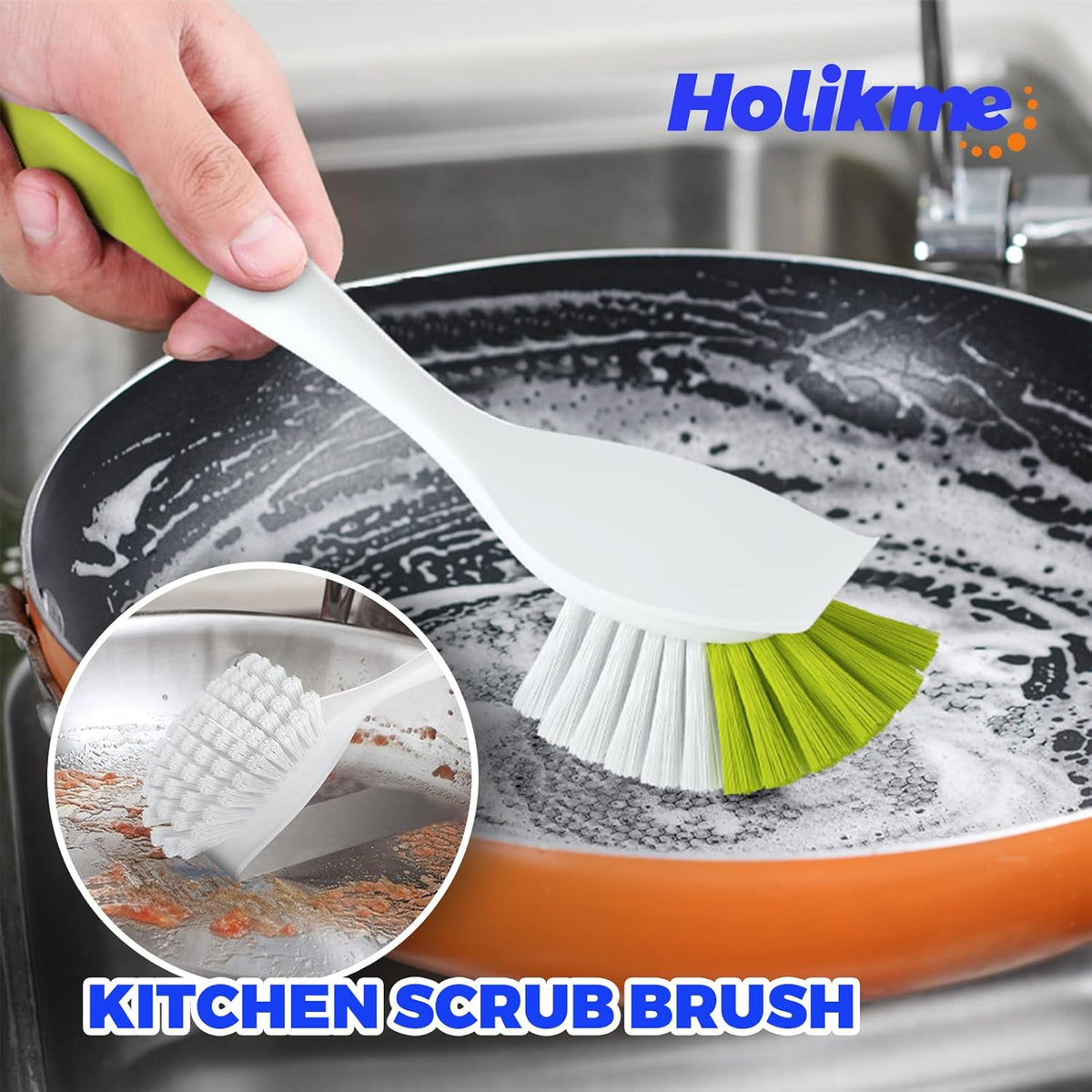 Holikme Cleaning Brush Set, Scouring Pad for Cleaning, Groove Gap Brushes for Pot, Pan, Kitchen
