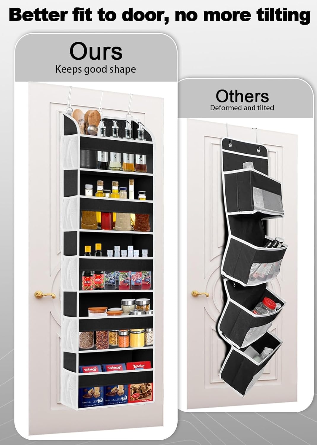 2 Pack Over The Door Storage Organizer with 5 Pockets 10 Mesh Side Pockets, 44 lbs Weight Capacity