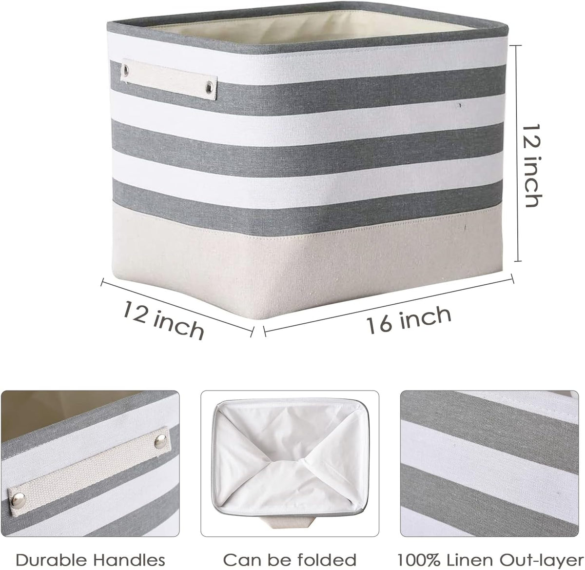 TheWarmHome Extra Large Cube Storage Bins Baskets for Organizing, Sturdy Fabric Storage Basket Cube
