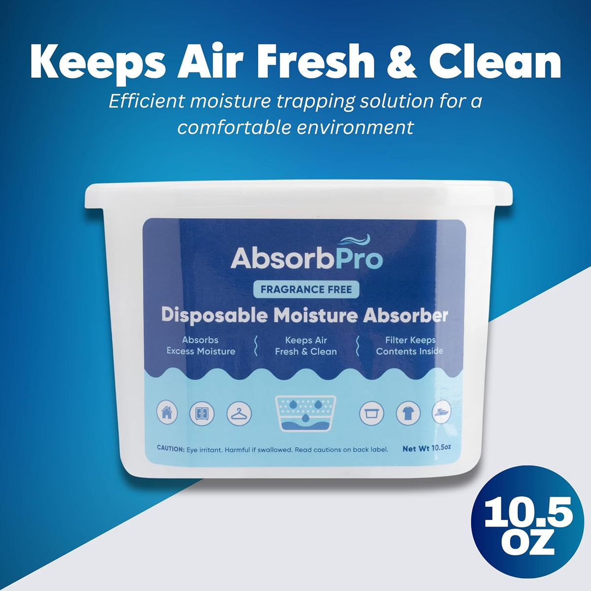 Moisture Absorber Tub Fragrance Free - 6-Pack - 10.5 oz Unscented Disposable Odor Eliminator Box &