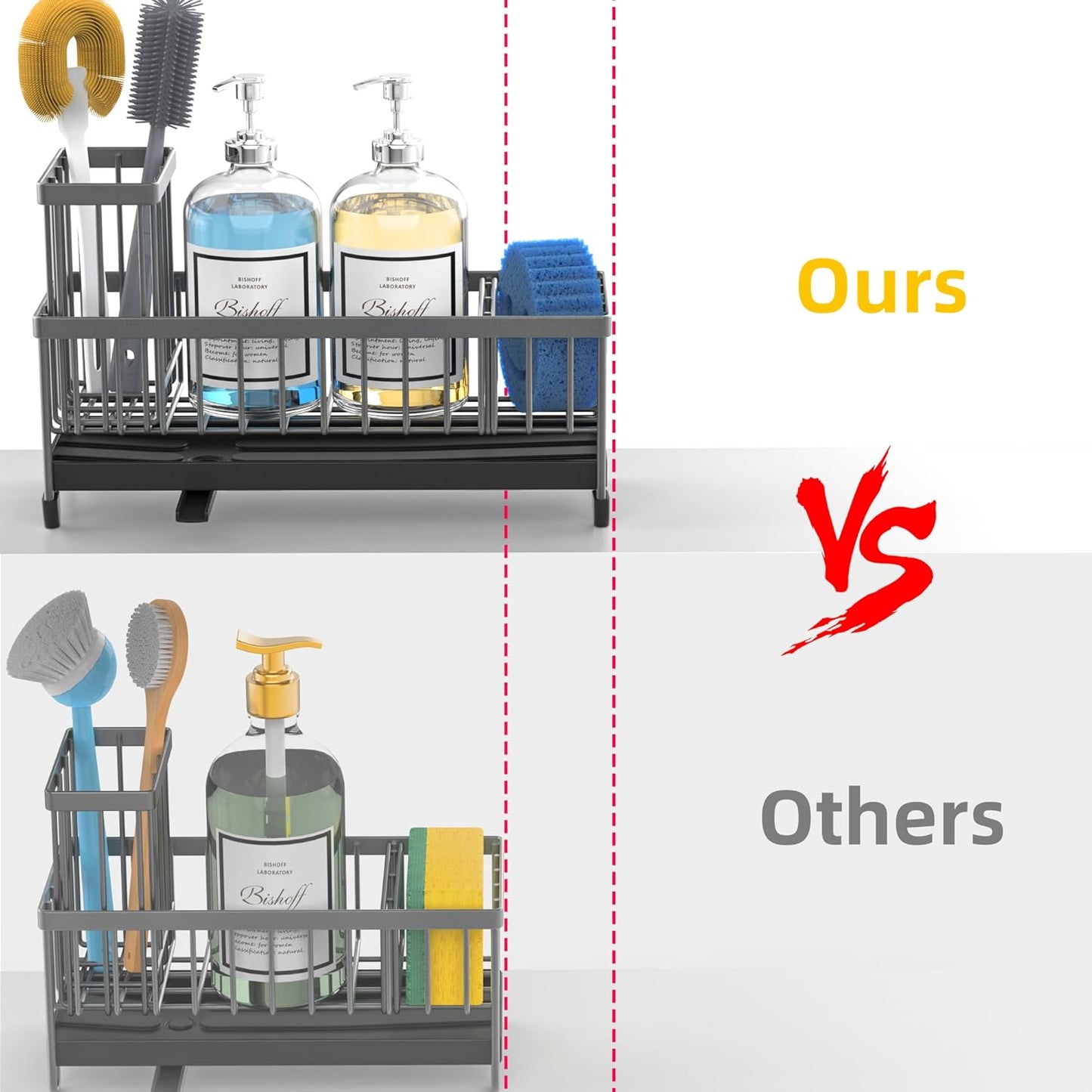 Moforoco Extra Large Sponge Holder for Kitchen Sink Organizer Caddy, Dish Brush Scrubber