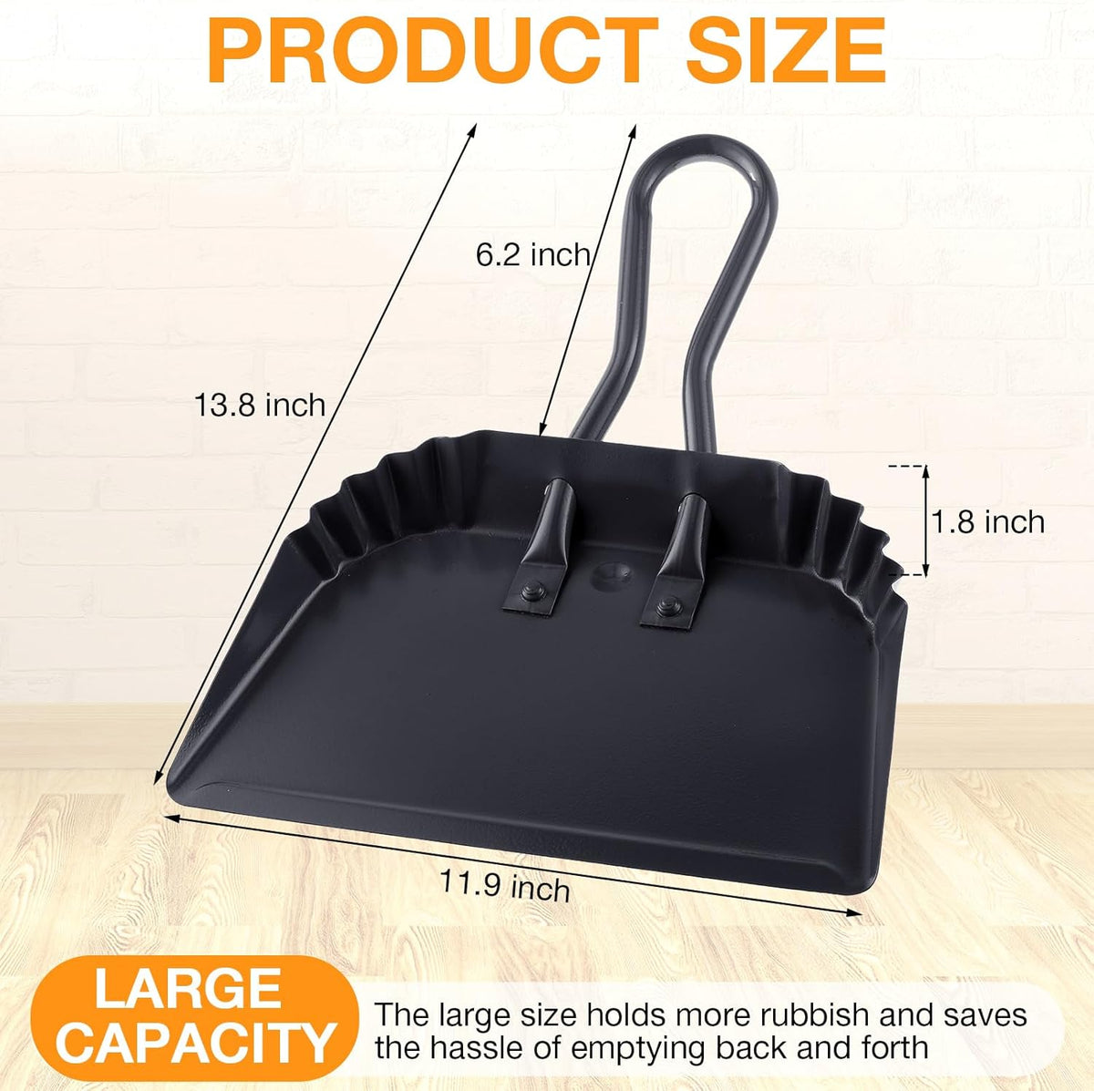 Mumufy 4 Pack 12 inch Heavy Duty Metal Dustpan Large Wide Dust Pans for Household Handheld Wide
