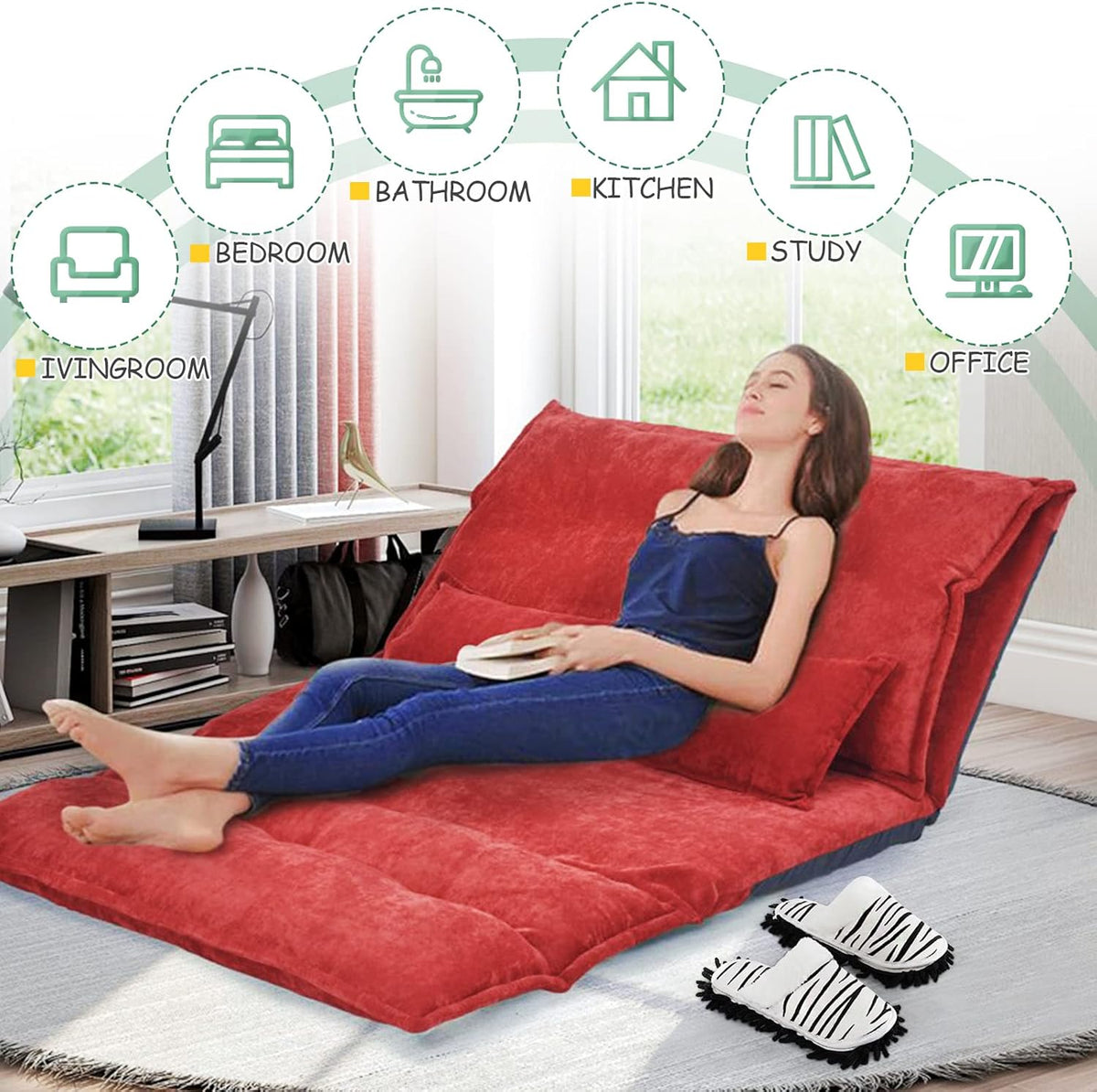 Microfiber Floor Mop Slippers House Dust Cleaning Tool Detachable Washable Shoes for Kitchen House