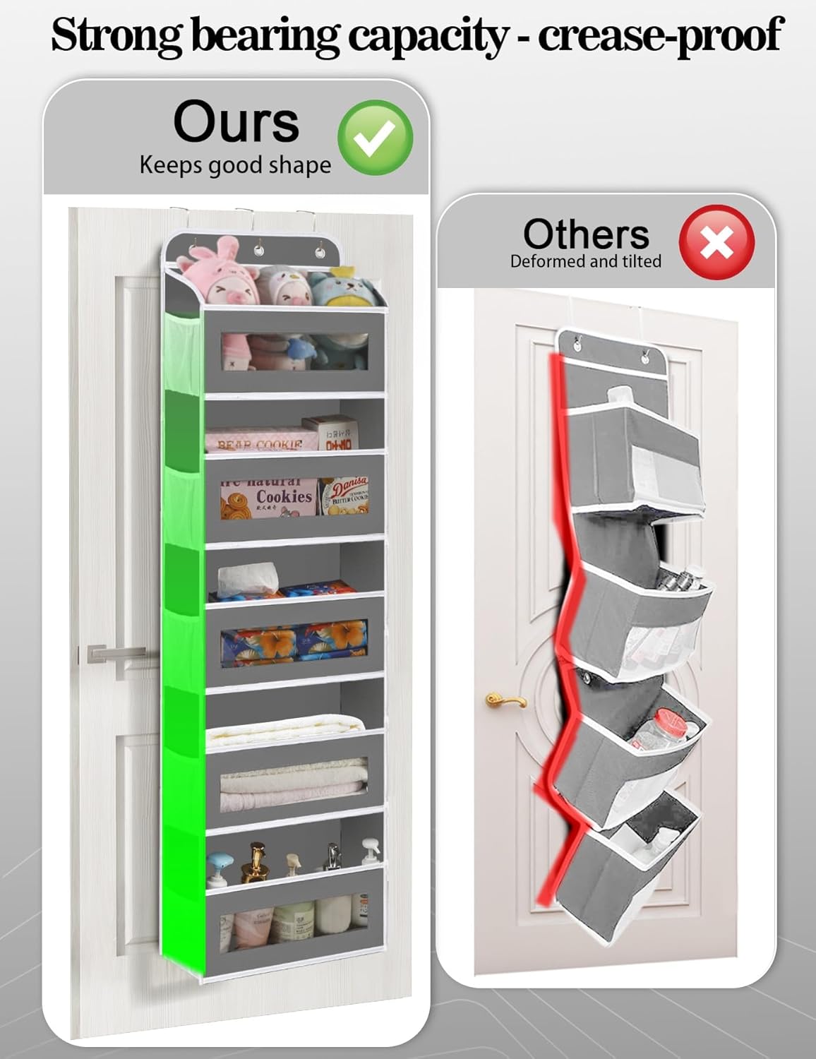 Over The Door Organizer, 5 Shelves Closet Door Hanging Storage and Organizer with 10 Mesh Pockets