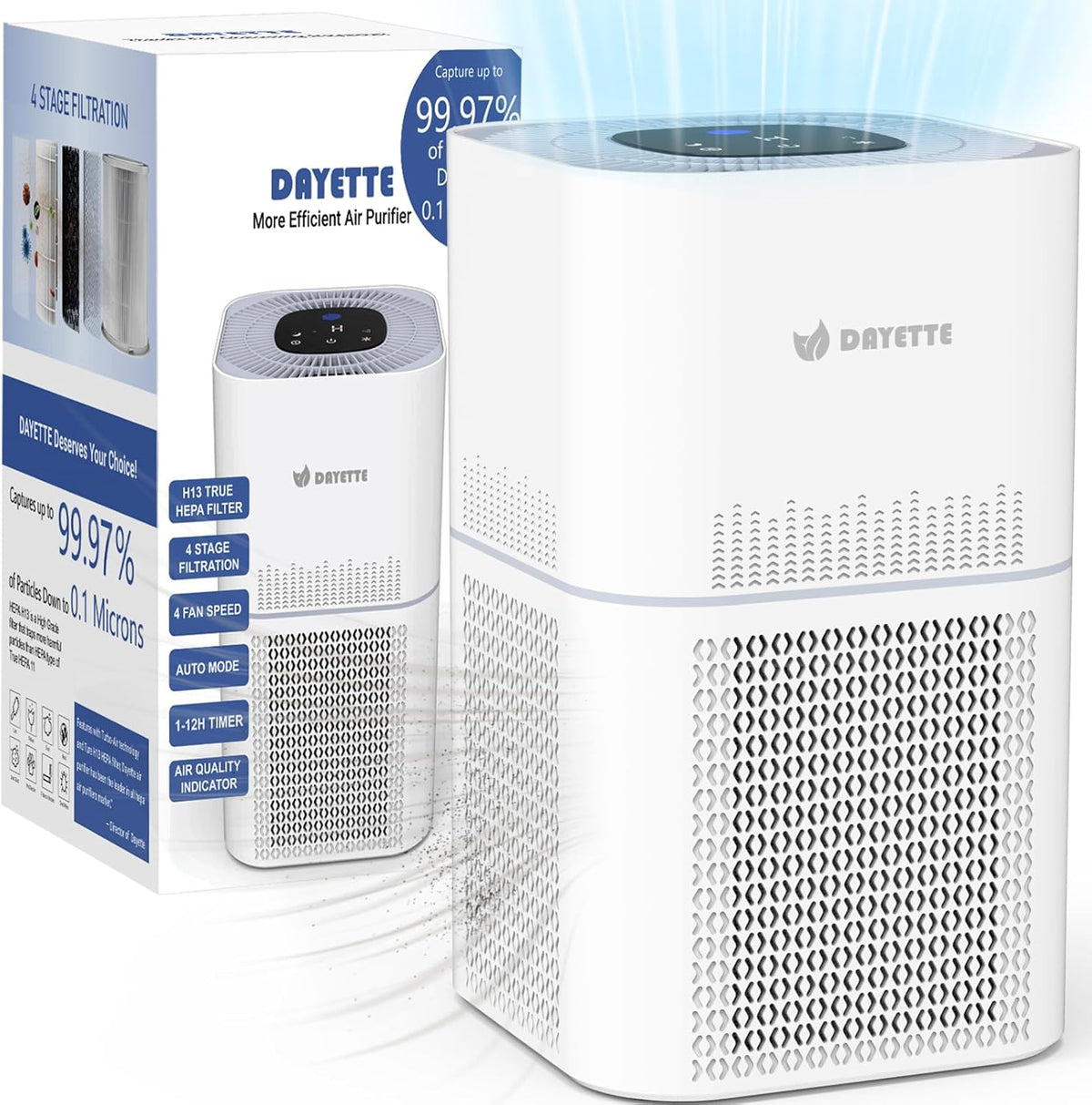 Dayette HEPA Air Purifiers for Home Large Room Up to 2200ft², Air Purifiers for Bedroom with Air