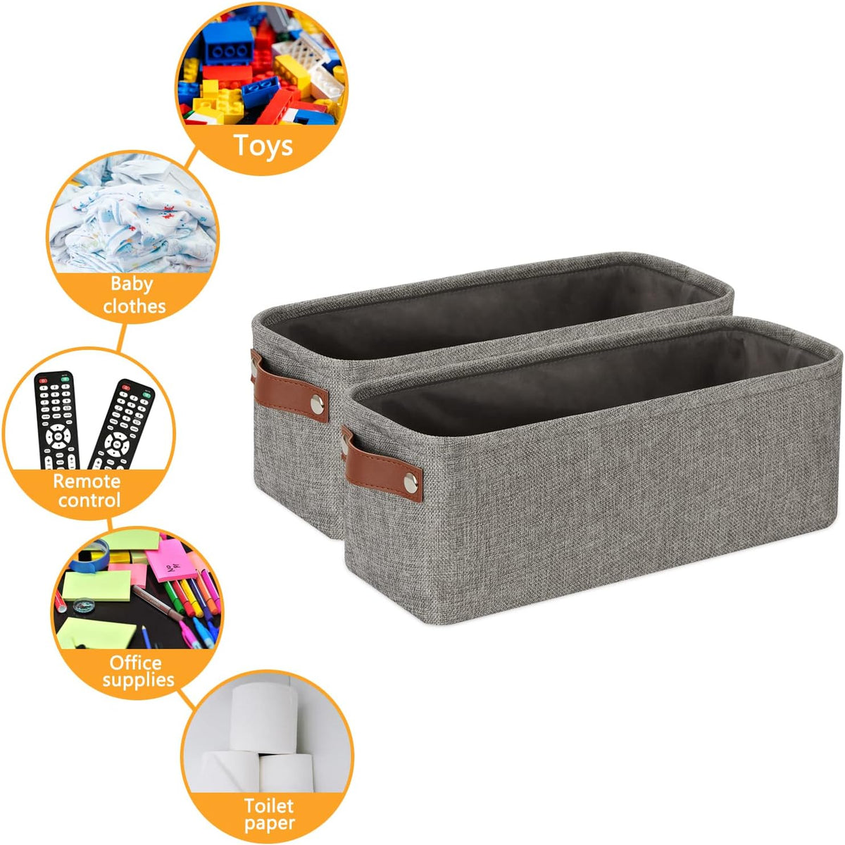 DULLEMELO Soft Cotton Fabric Bathroom Storage Baskets 2 Pack Fabric Shelf Baskets for Gifts Empty