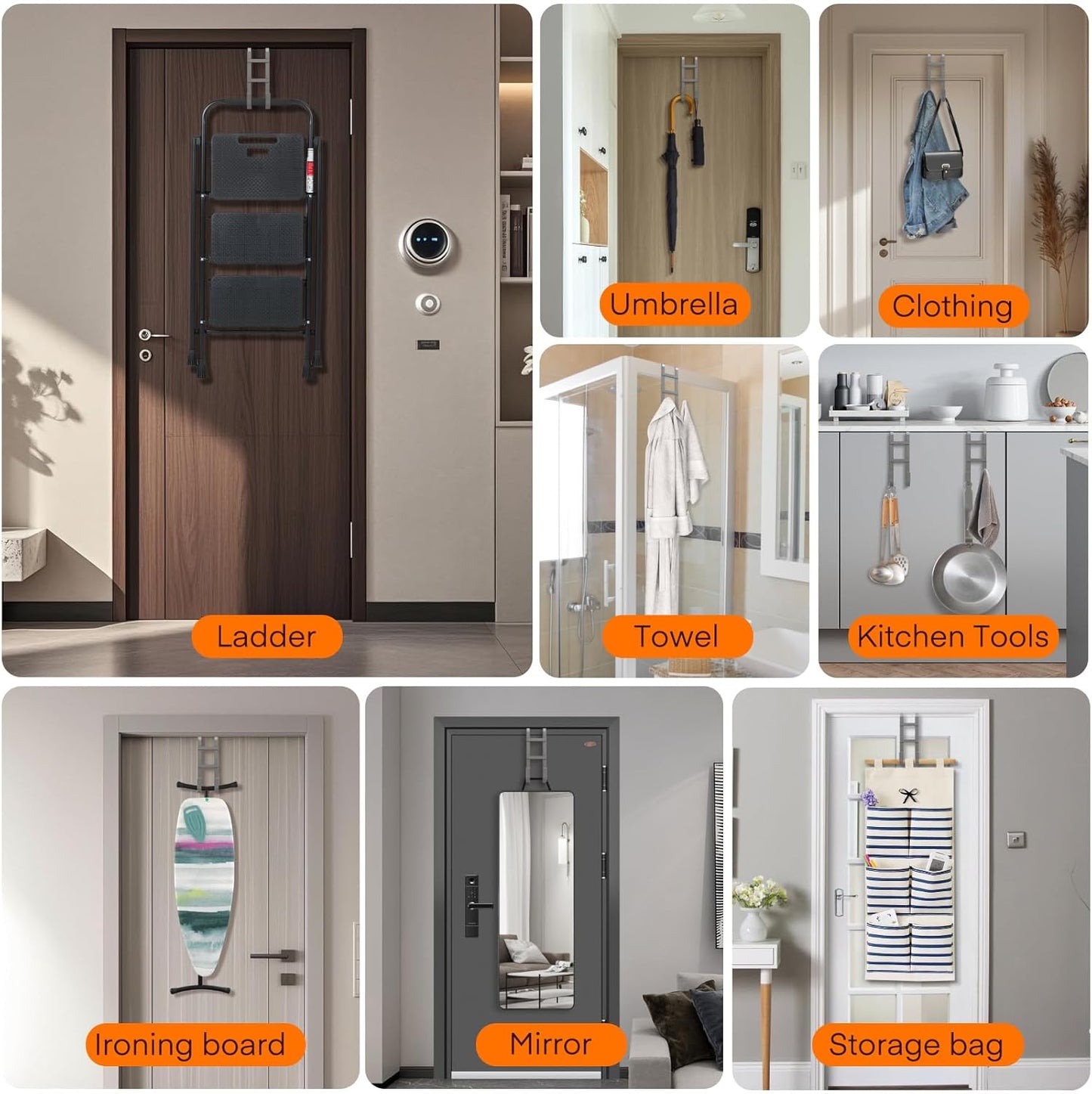 FYY Over The Door Hooks - 4 Pack Heavy Duty Dual-Hook Organizer Hanger with Non-Slip Rubber for