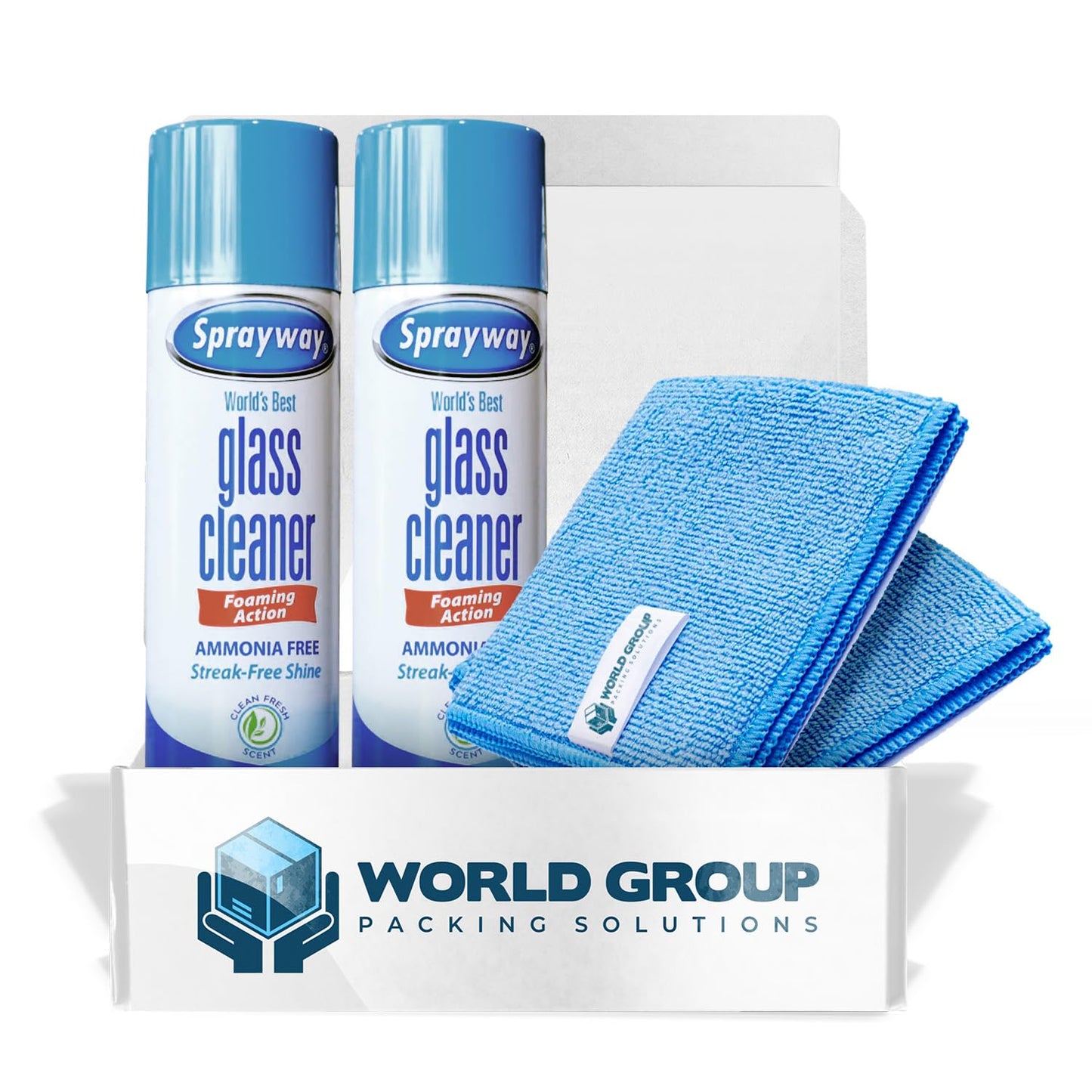World Group Packing Solutions Glass Cleaner Foam, Foaming Action & Spray, 19oz - 2 Pack - Clean