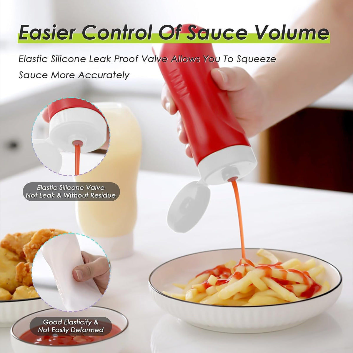 Condiment Squeeze Bottles for Ketchup Hot Sauce Liquids Oil with Caps for Condensed Milk and