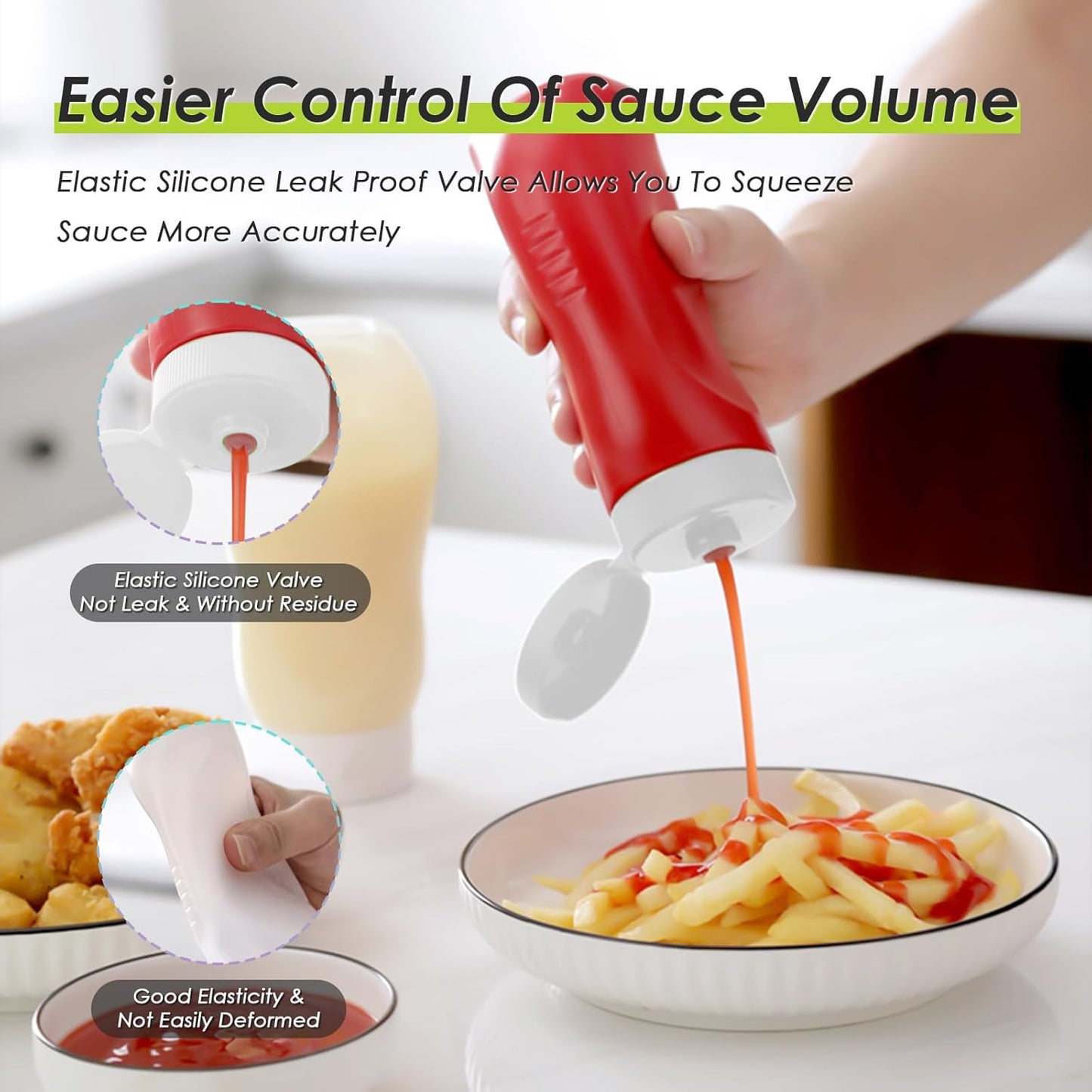 Condiment Squeeze Bottles for Ketchup Hot Sauce Liquids Oil with Caps for Condensed Milk and