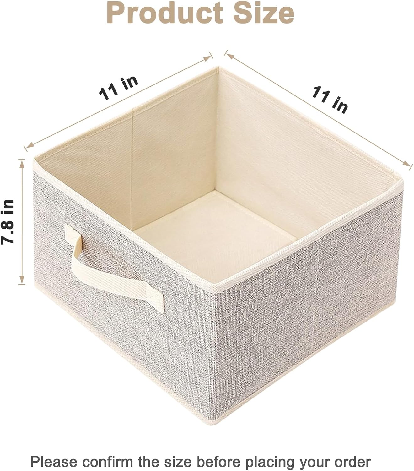 Storage Baskets, 11-Inch Woven Fabric Bins, Storage Cubes with Reinforced Handles, Organizer Bins
