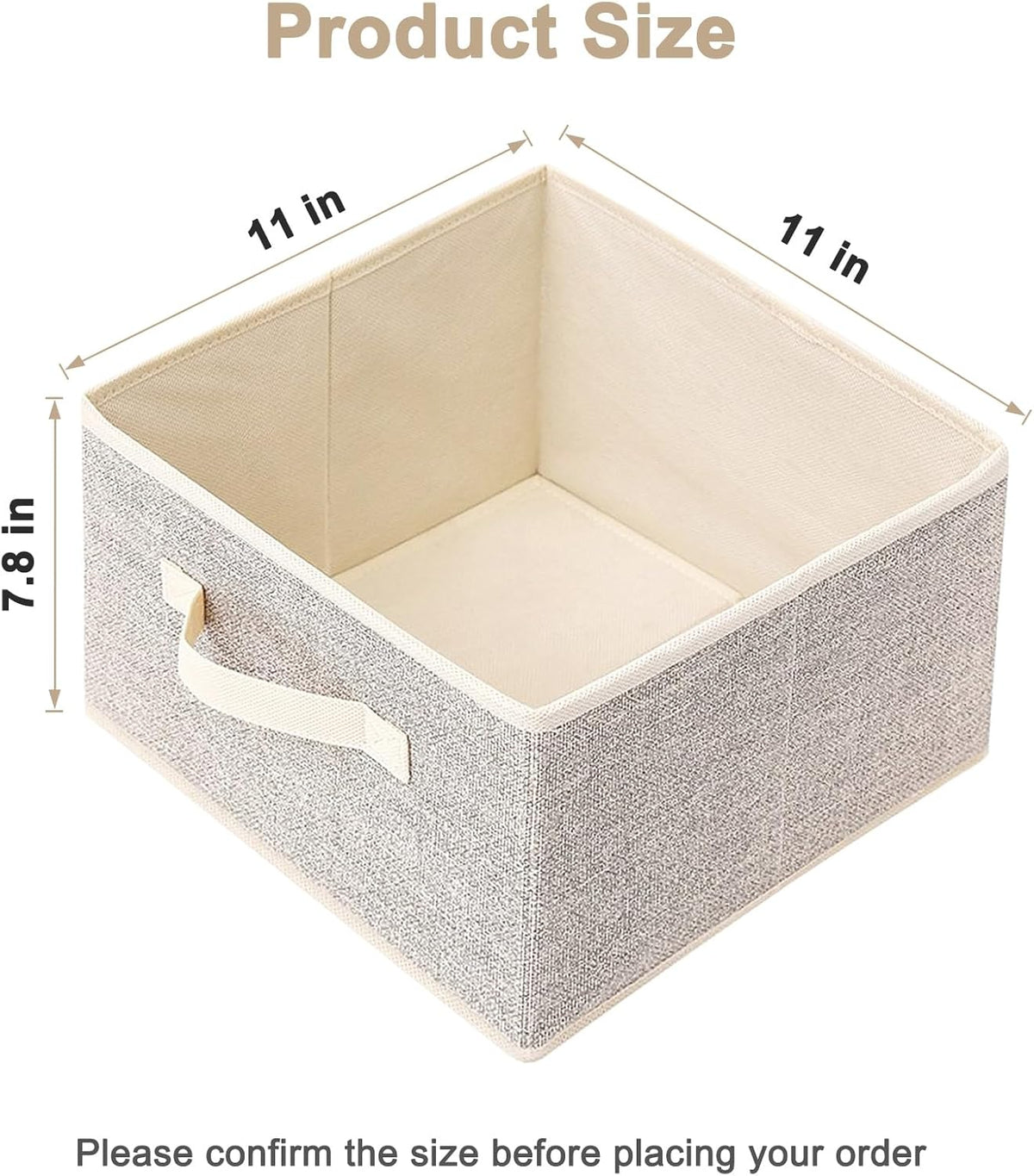 Storage Baskets, 11-Inch Woven Fabric Bins, Storage Cubes with Reinforced Handles, Organizer Bins