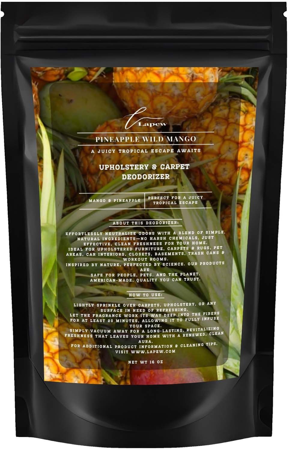 Pineapple Wild Mango Carpet Freshener Powder 16 oz | Powerful Odor Eliminator for Home | Upholstery