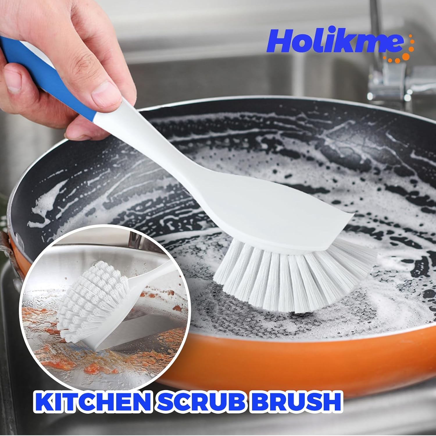 Holikme Cleaning Brush Set, Scouring Pad for Cleaning, Groove Gap Brushes for Pot, Pan, Kitchen