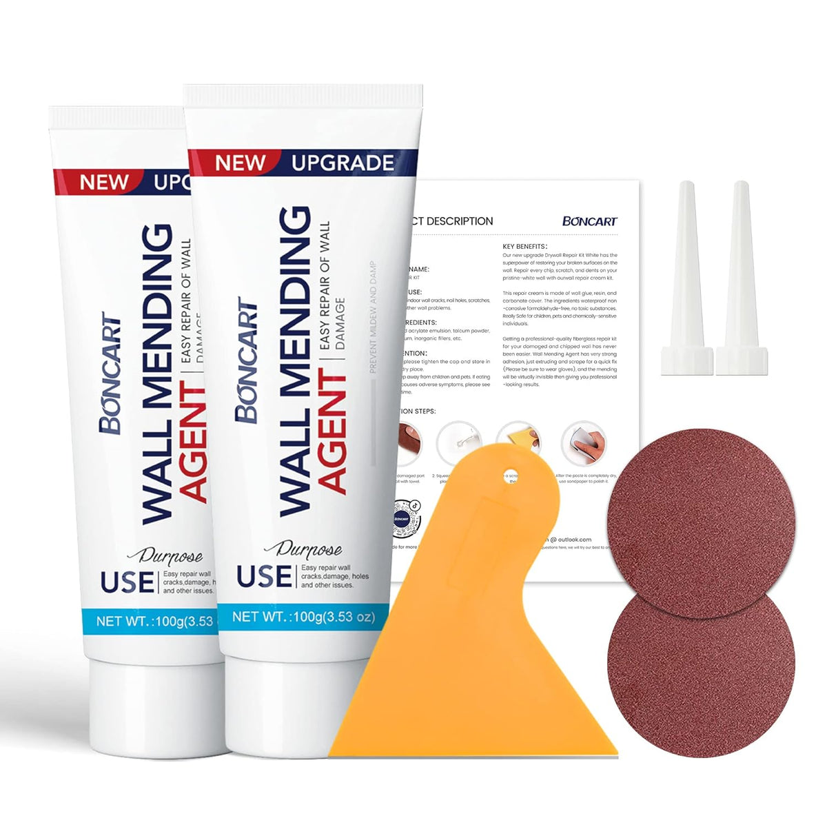 Drywall Repair Kit,2 Pack Wall Mending Agent,Wall Spackle with Scraper, Wall Surface Hole Fill