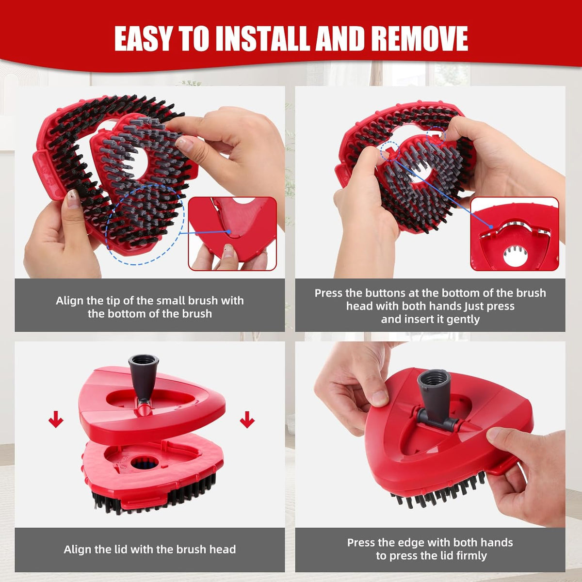 2 Pcs Full-Coverage Spin Mop Scrub Brush Head and 1 Mop Base Part Replacement for Oceda EasyWring 1