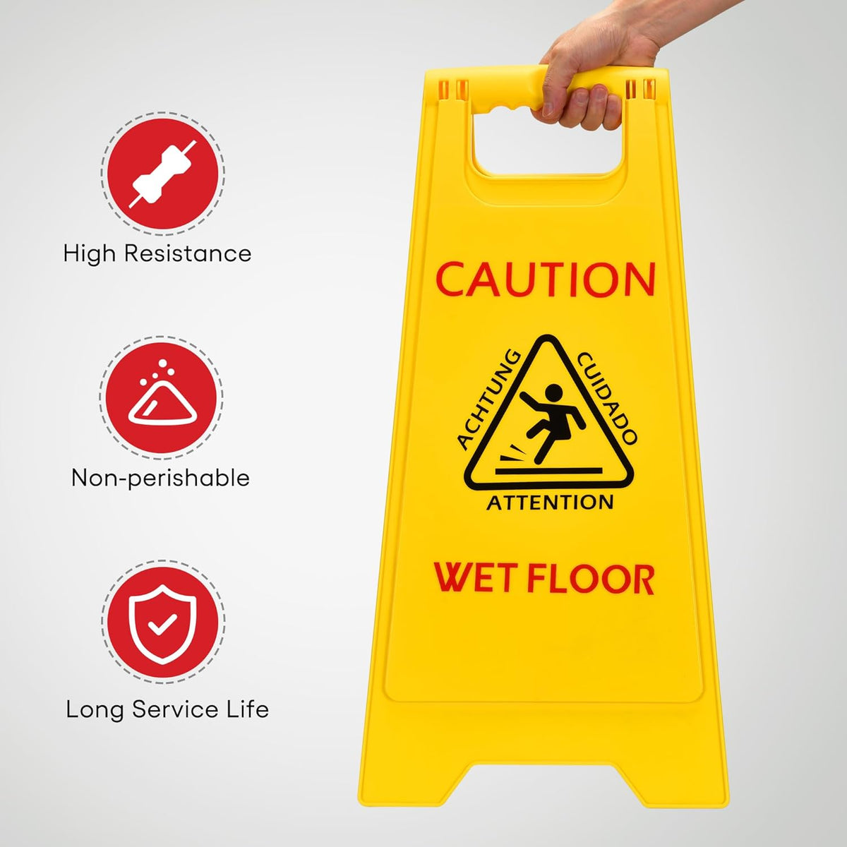 MATTHEW CLEANING 25'' Industrial Wet Floor Sign 6 Pack 2-Sided Safety A-Frame Birght Yellow