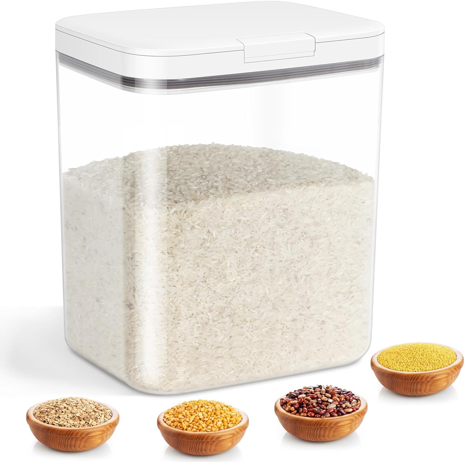 Rice Storage Container - 5.8 Qt | 11 Lbs Crystal-Clear Plastic Food Storage Container Bin with