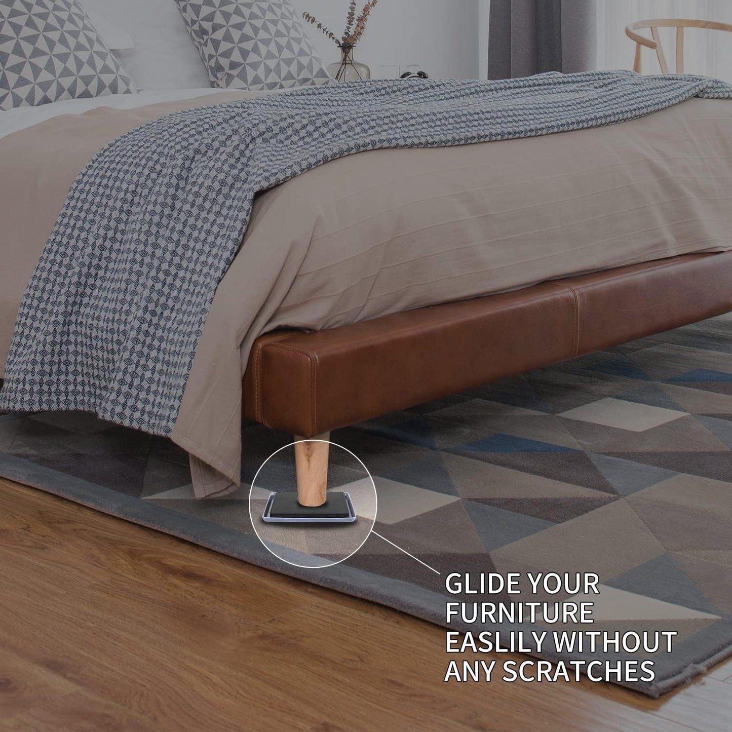 Ezprotekt 8 Pack Reusable Large Furniture Movers Sliders for Carpet, 5" Square Furniture Moving
