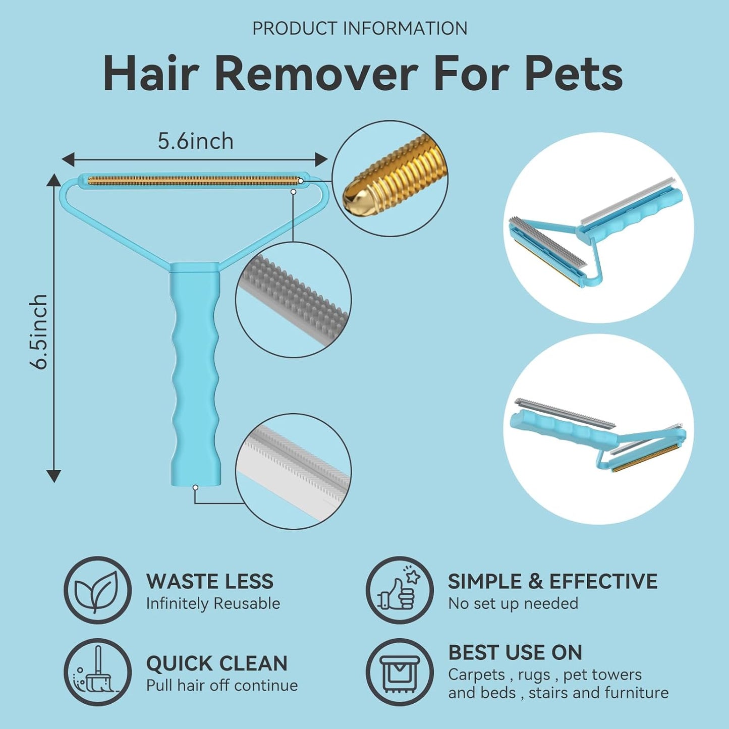 Pet Hair Remover 3-Pack,Dog Cat Hair Remover,Lint Shaver Cleaner Pro,Fur Removal Tool,Portable