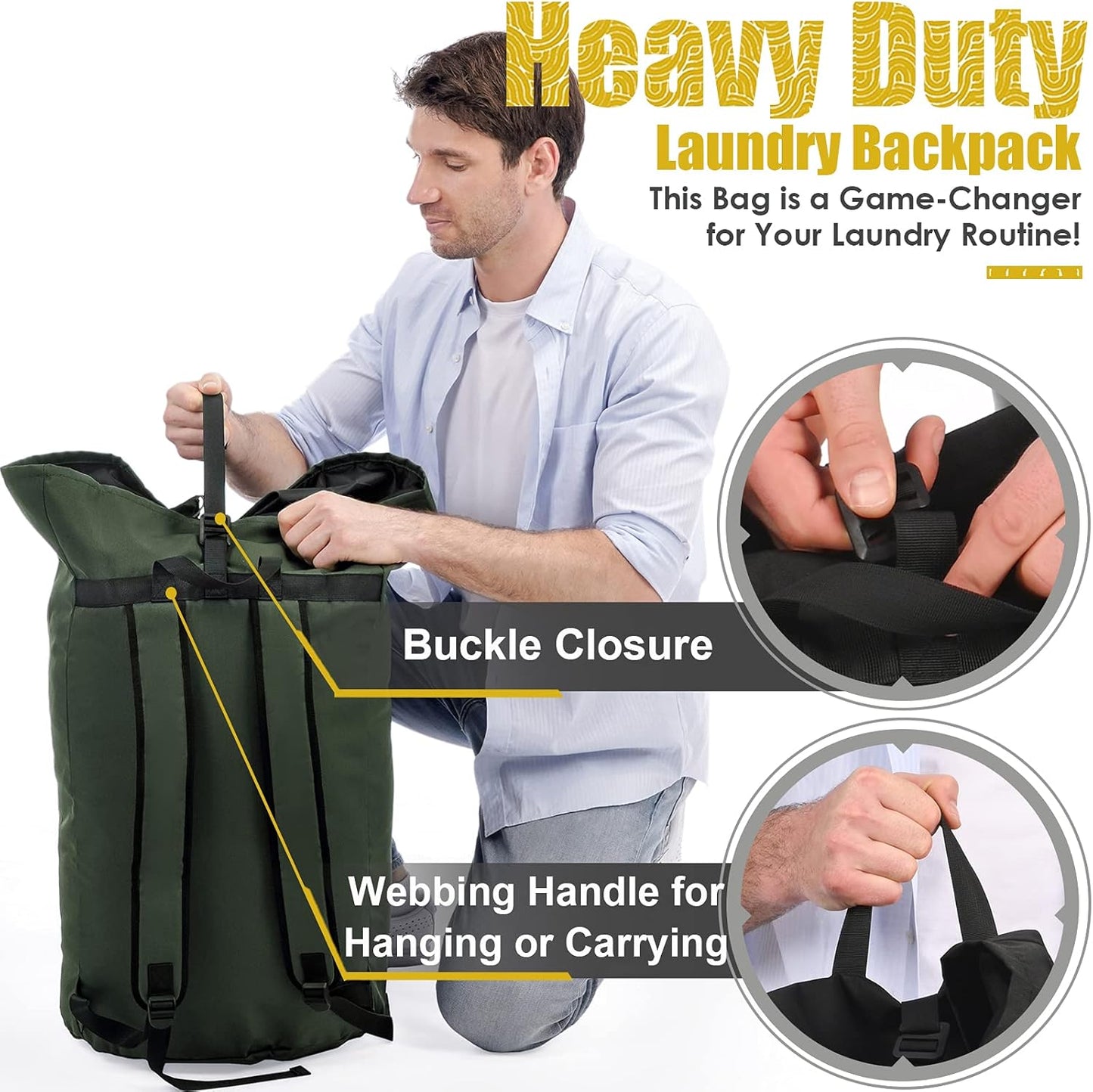 Laundry Bags Extra Large Heavy Duty, 115L Laundry Backpack, Sturdy Laundry Bag with Shoulder
