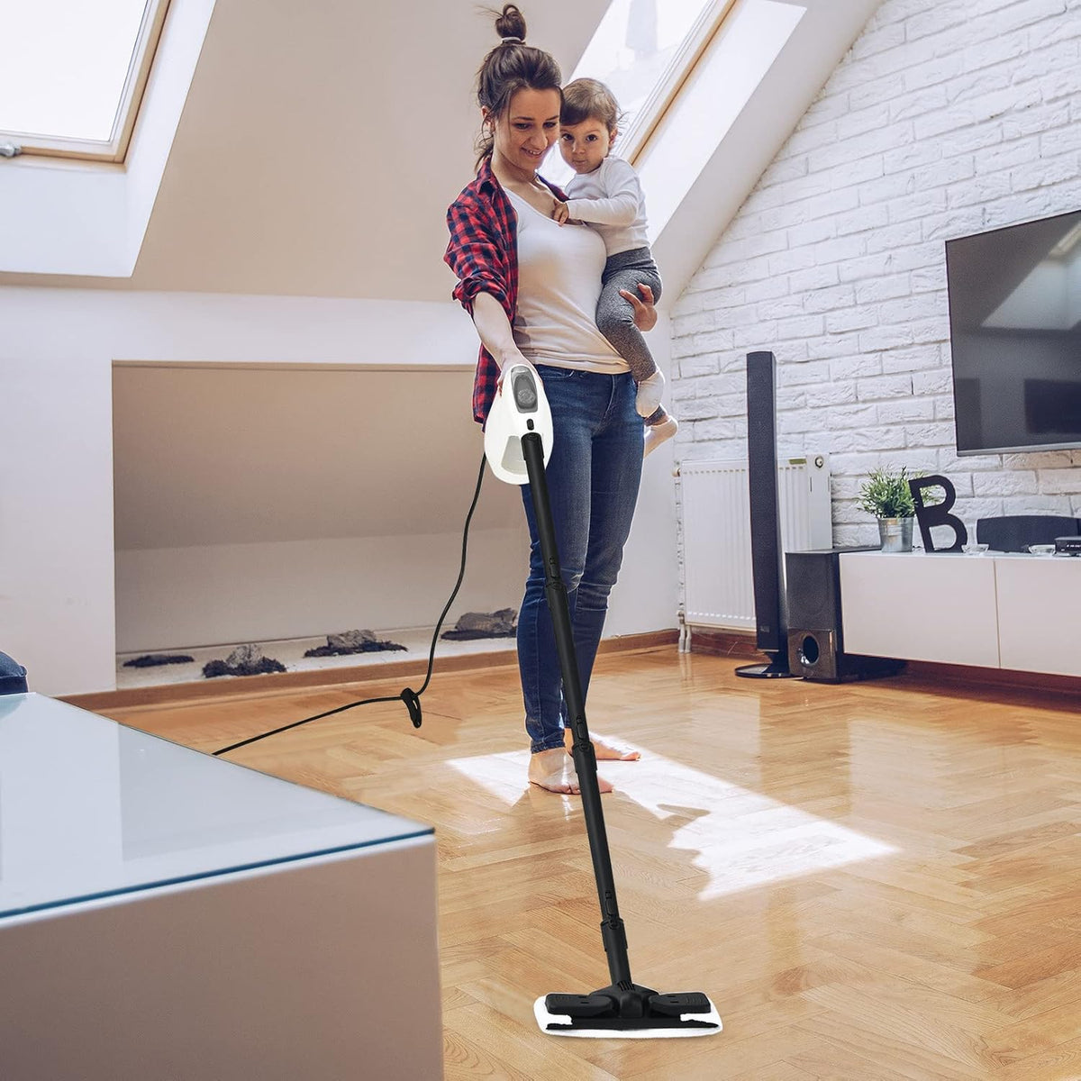 COSTWAY Handheld MultiPurpose Steam Cleaner with 17 Pieces, 350ml Large Capacity Steam Mop