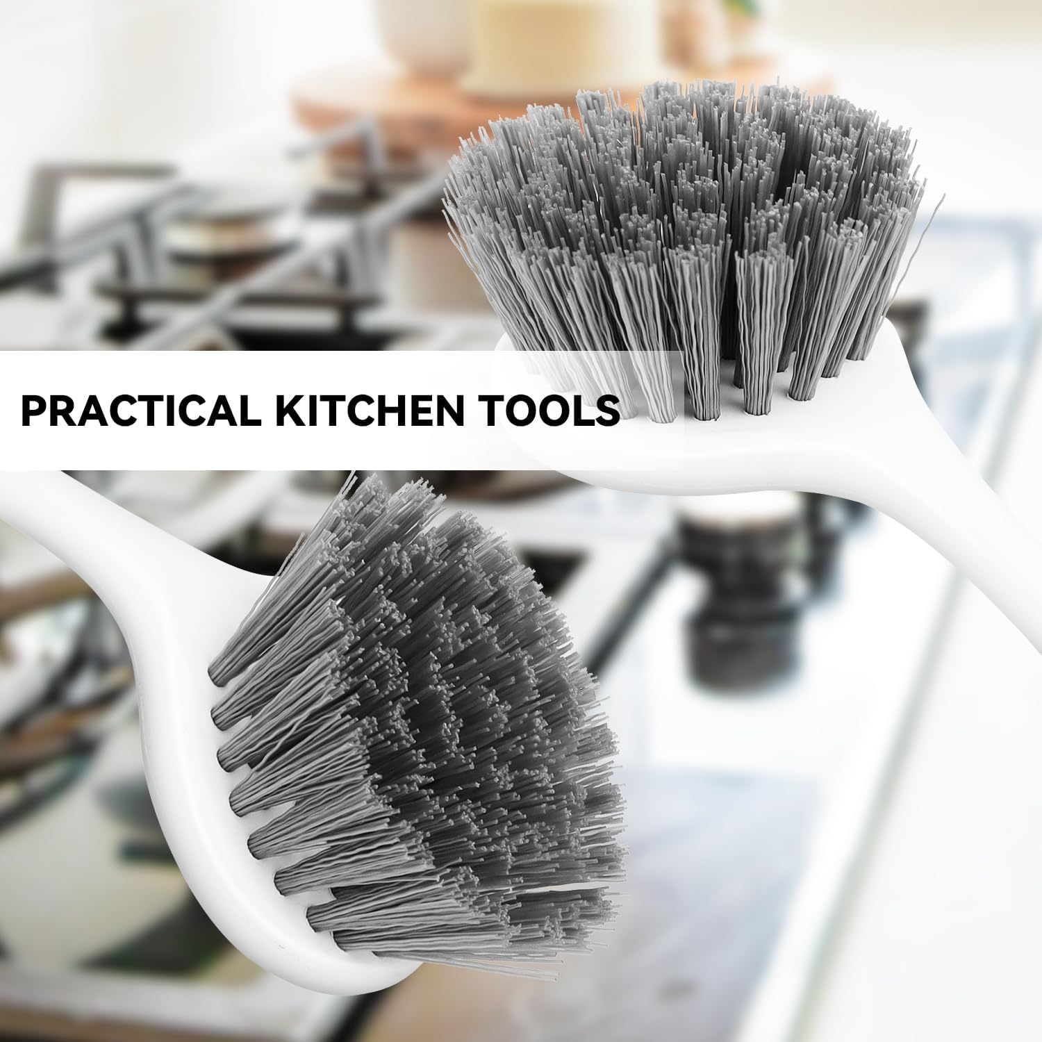 2 Pack Kitchen Scrub Brushes for Cleaning Dish Brush with Handle for Pans, Pots, Kitchen Sink