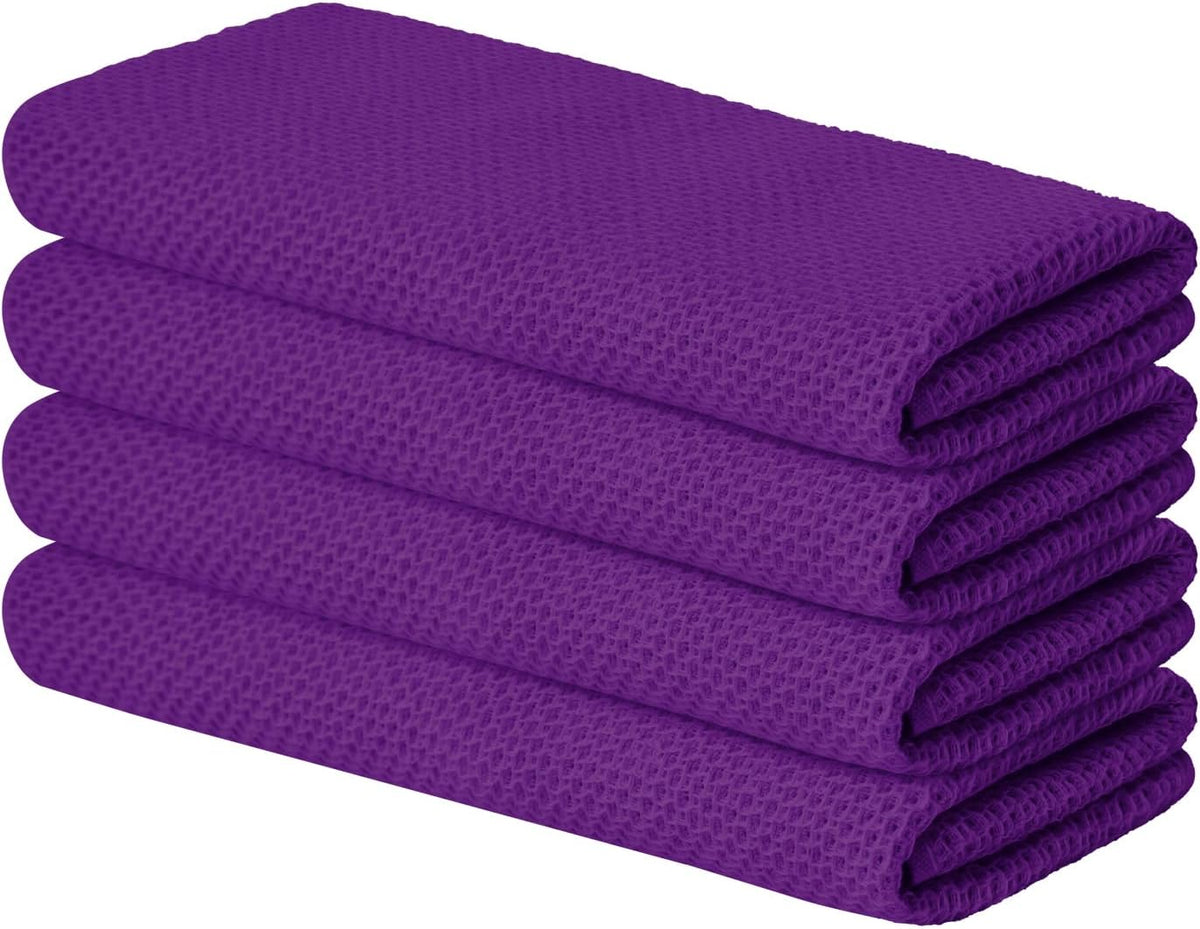 Artoid Mode 100% Cotton Purple Waffle Weave Kitchen Dish Cloths, 13x28 Inch Ultra Soft Absorbent