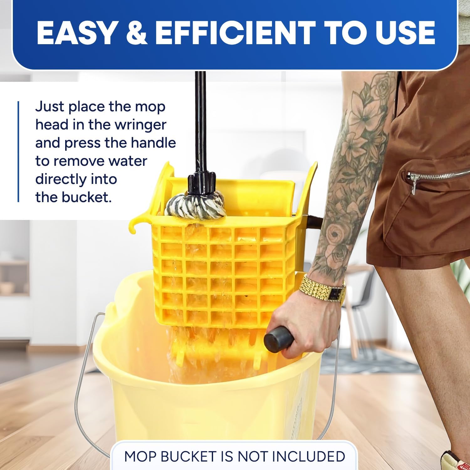 Mop Wringer Only Side Press Wringer Replacement for Commercial Mop Bucket on Wheels - 26-Quart or
