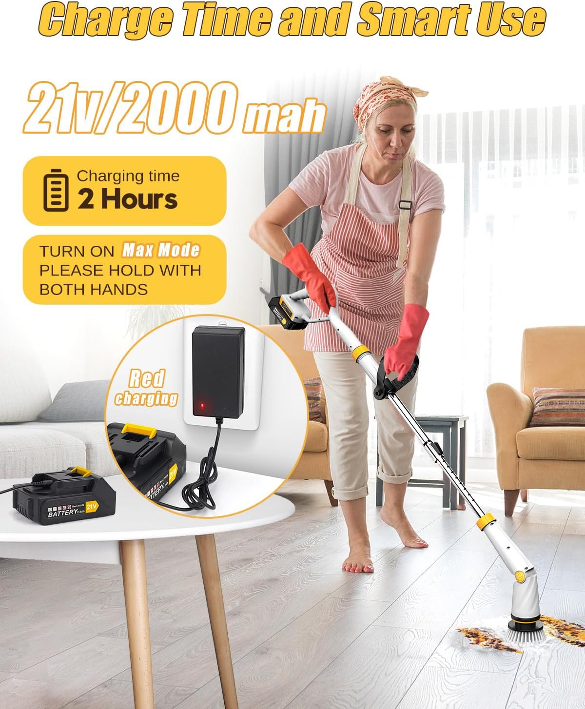 Qimedo Electric Spin Scrubber with Two Batteries Q2 Pro,1500 RPM High Power Electric Scrubber for