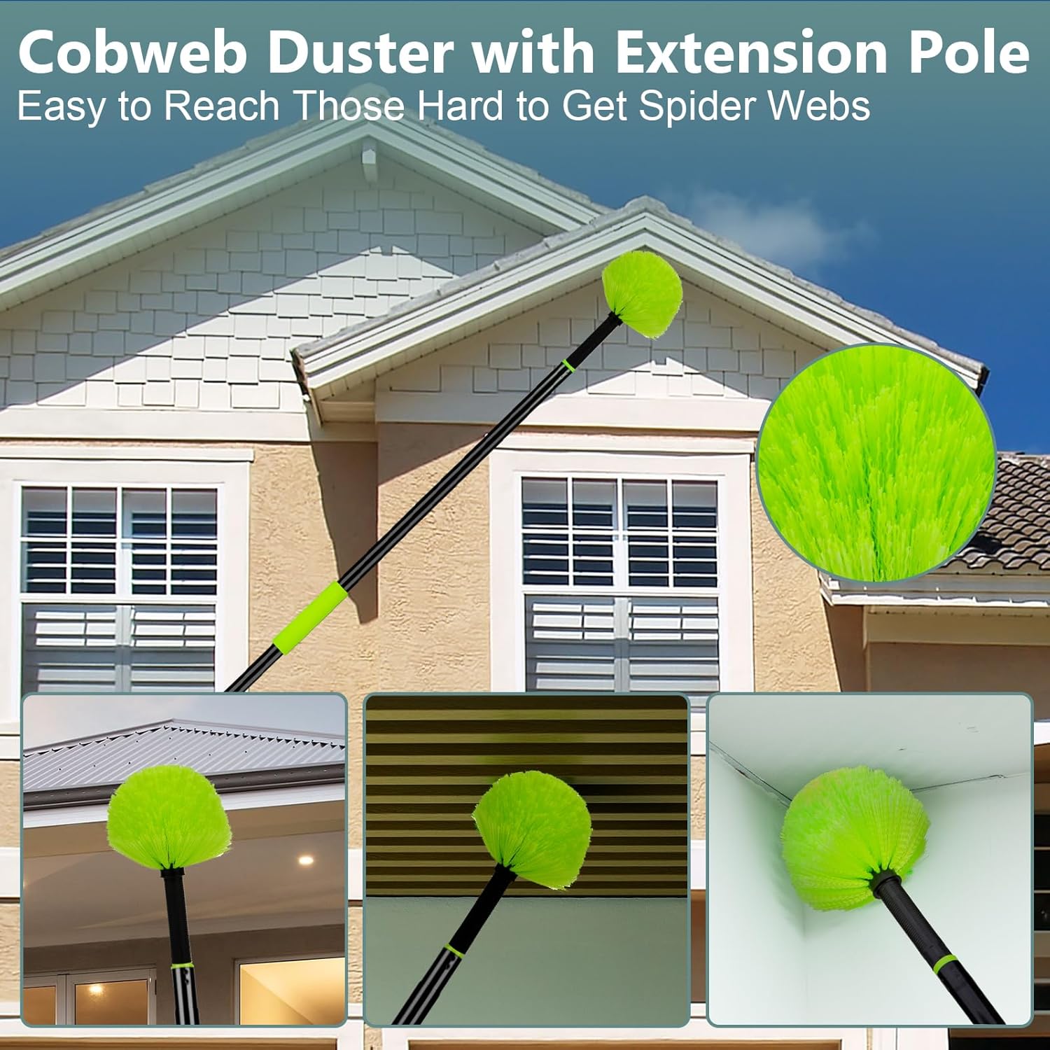15 Foot Dusters for Cleaning, Duster with Extension Pole 7-15ft, Microfiber Feather Duster Used for